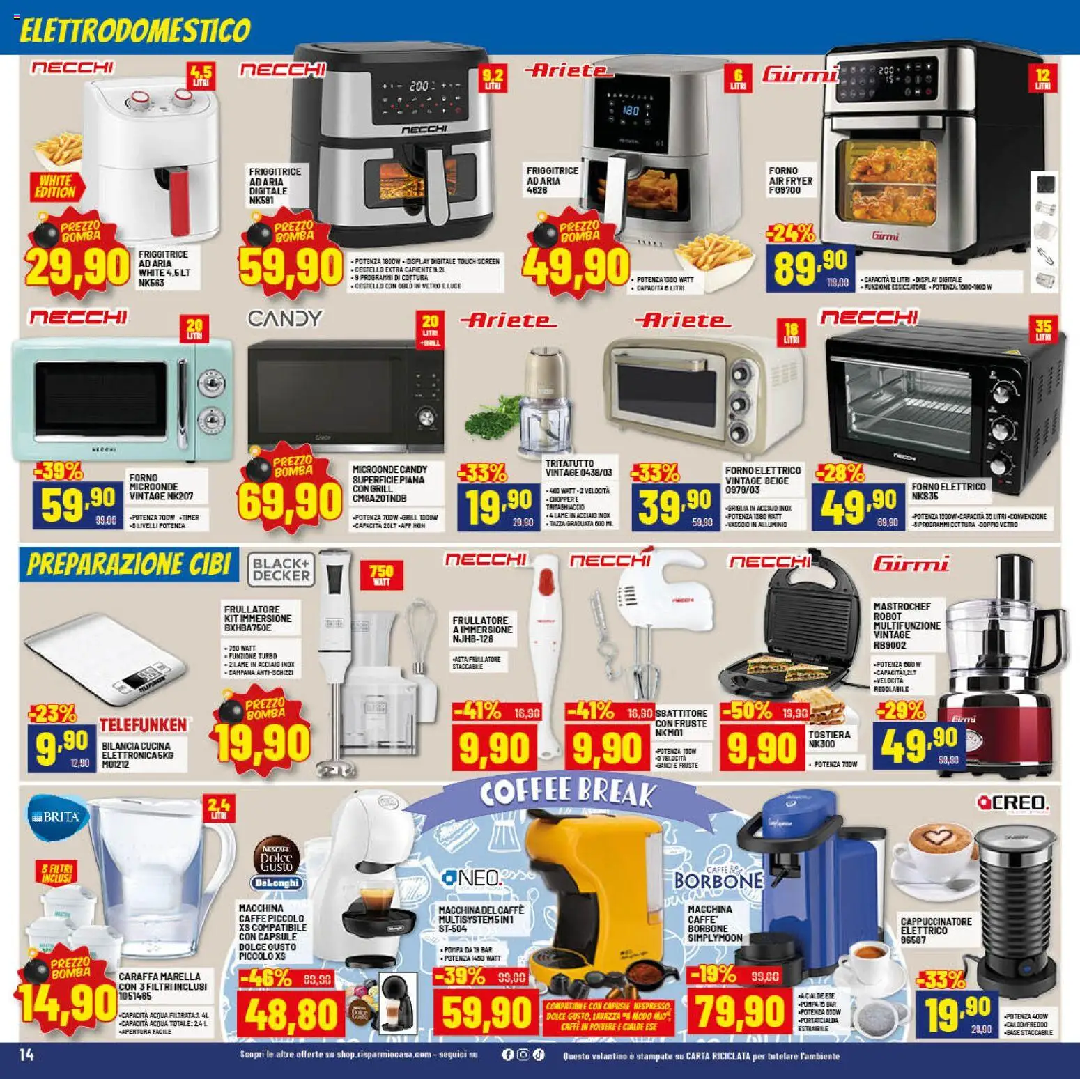 Volantino RisparmioCasa del 07.01.2026 | Pagina: 14 | Prodotti: Caffè, Tritatutto, Bilancia, Friggitrice
