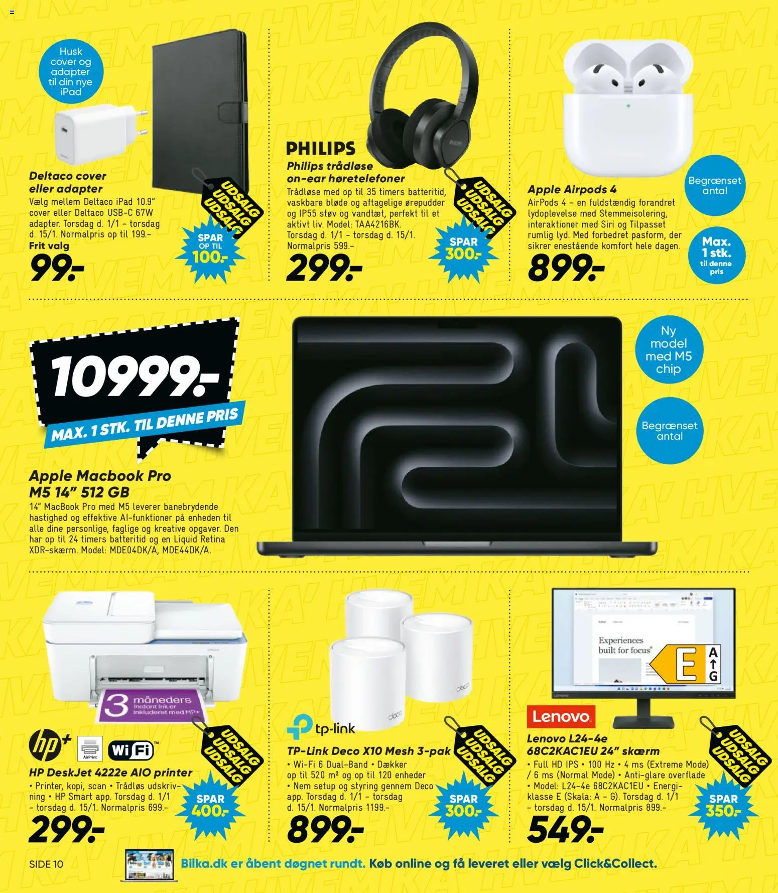 Bilka tilbudsavis – gyldig fra 01.01.2026 | Side: 14 | Produkter: Skærm, Airpods, Printer, Høretelefoner