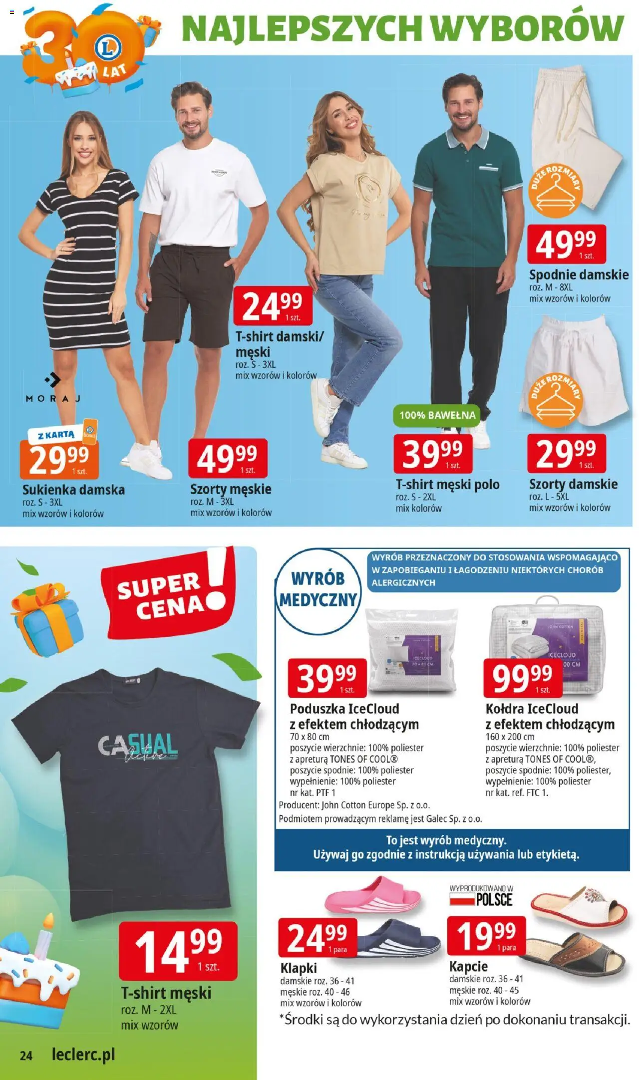 E.Leclerc Gazetka - Kłodzko od 10.06.2025 | Strona: 24 | Produkty: Szorty, Karta, Klapki damskie, Kołdra