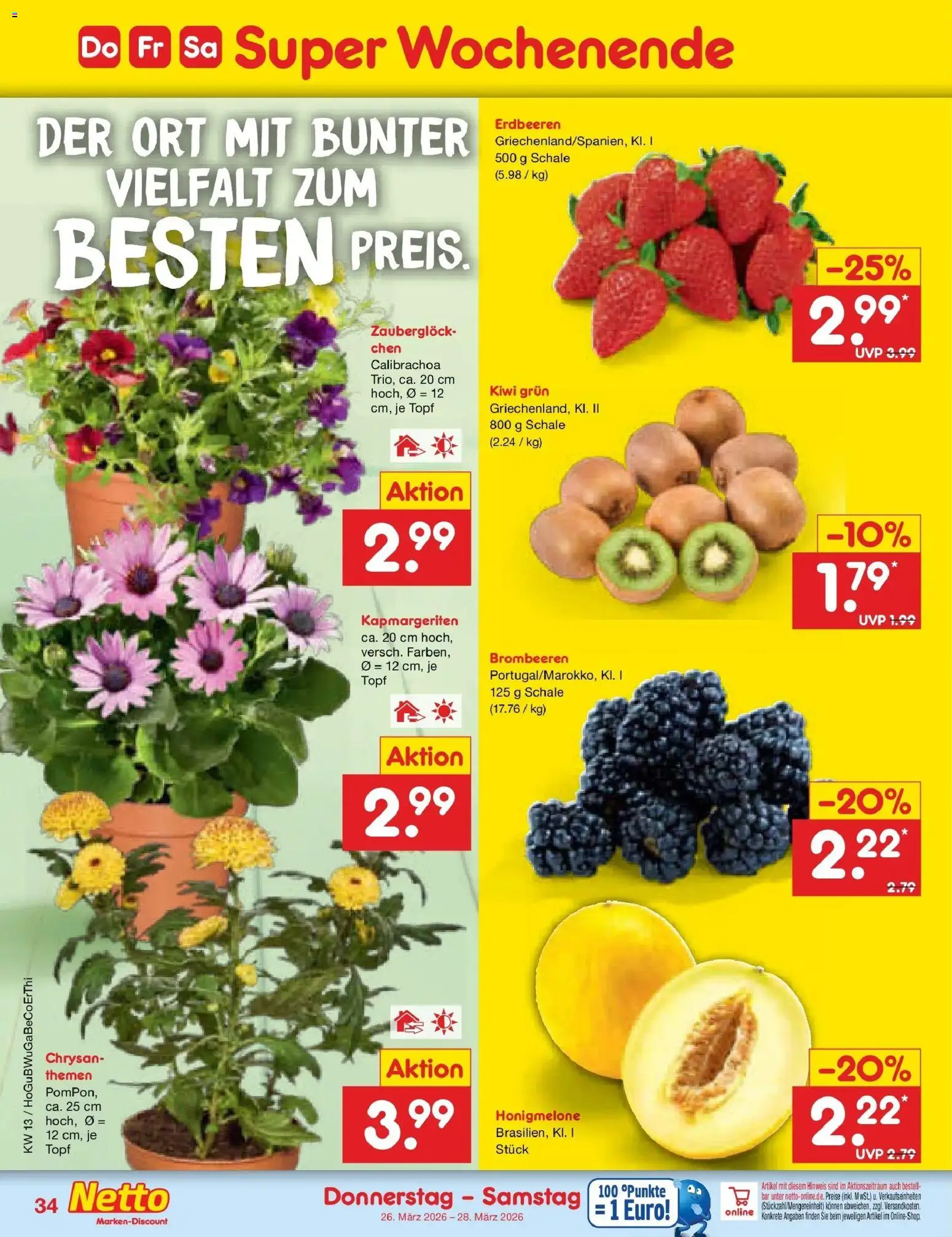 Netto Marken-Discount Prospekt Nordhausen	 – gültig ab 23.03.2026 | Seite: 48 | Produkte: Honigmelone, Erdbeeren, Kiwi