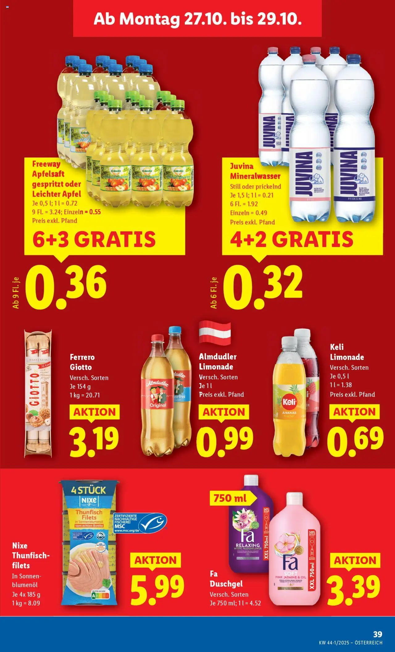 Lidl Flugblatt gültig ab 23.10.2025 | Seite: 45 | Produkte: Planche de surf, Duschgel, Äpfel, Ananas