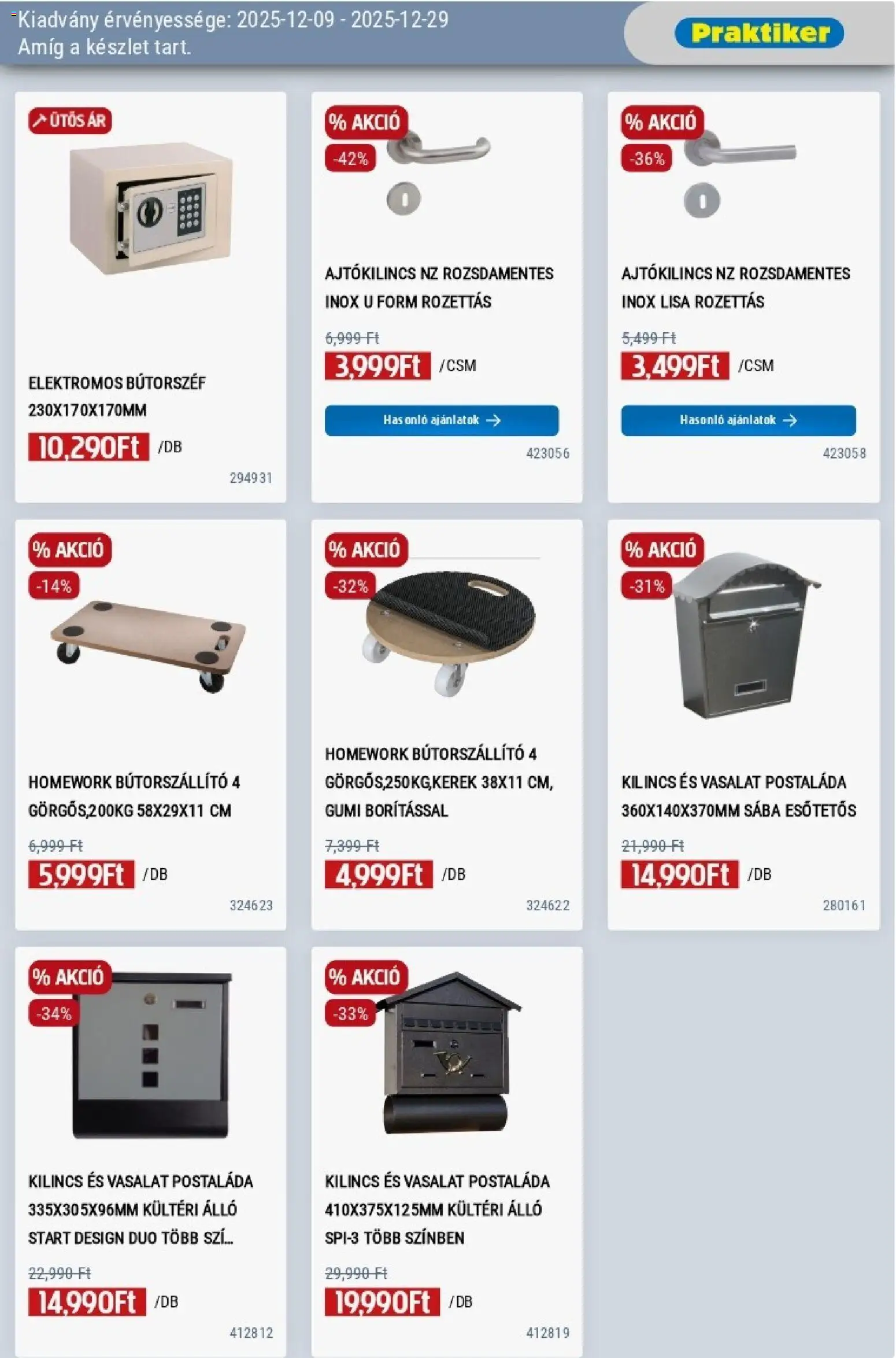 Praktiker akciós ujság - amely érvényes a következő dátumtól: 09.12.2025 | Oldal: 37 | Termékek: Postaláda, Kilincs