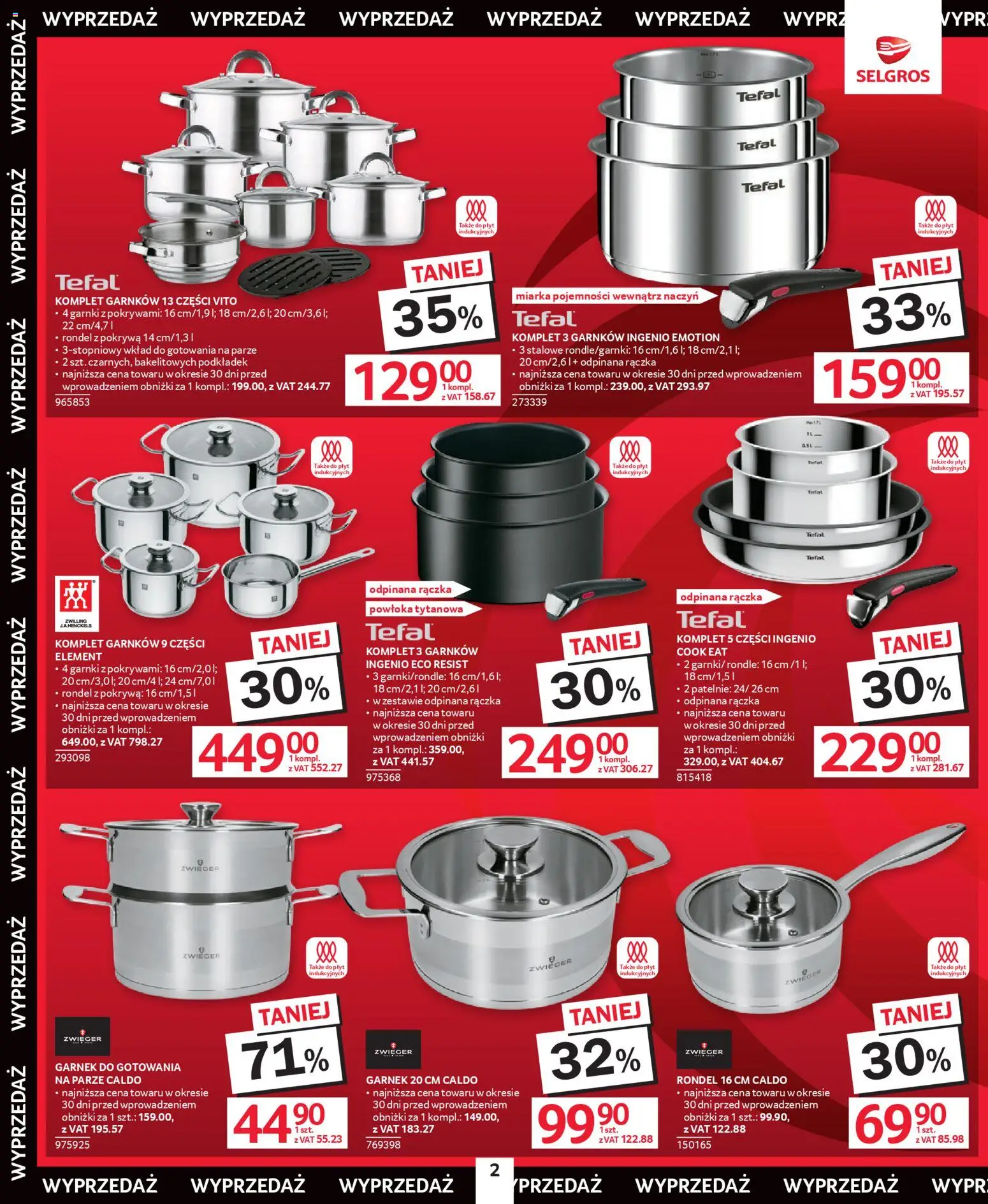 Selgros cash&carry Gazetka - Świąteczna Wyprzedaż od 08.01.2026 | Strona: 2 | Produkty: Garnek, Patelnie, Garnki, Tefal