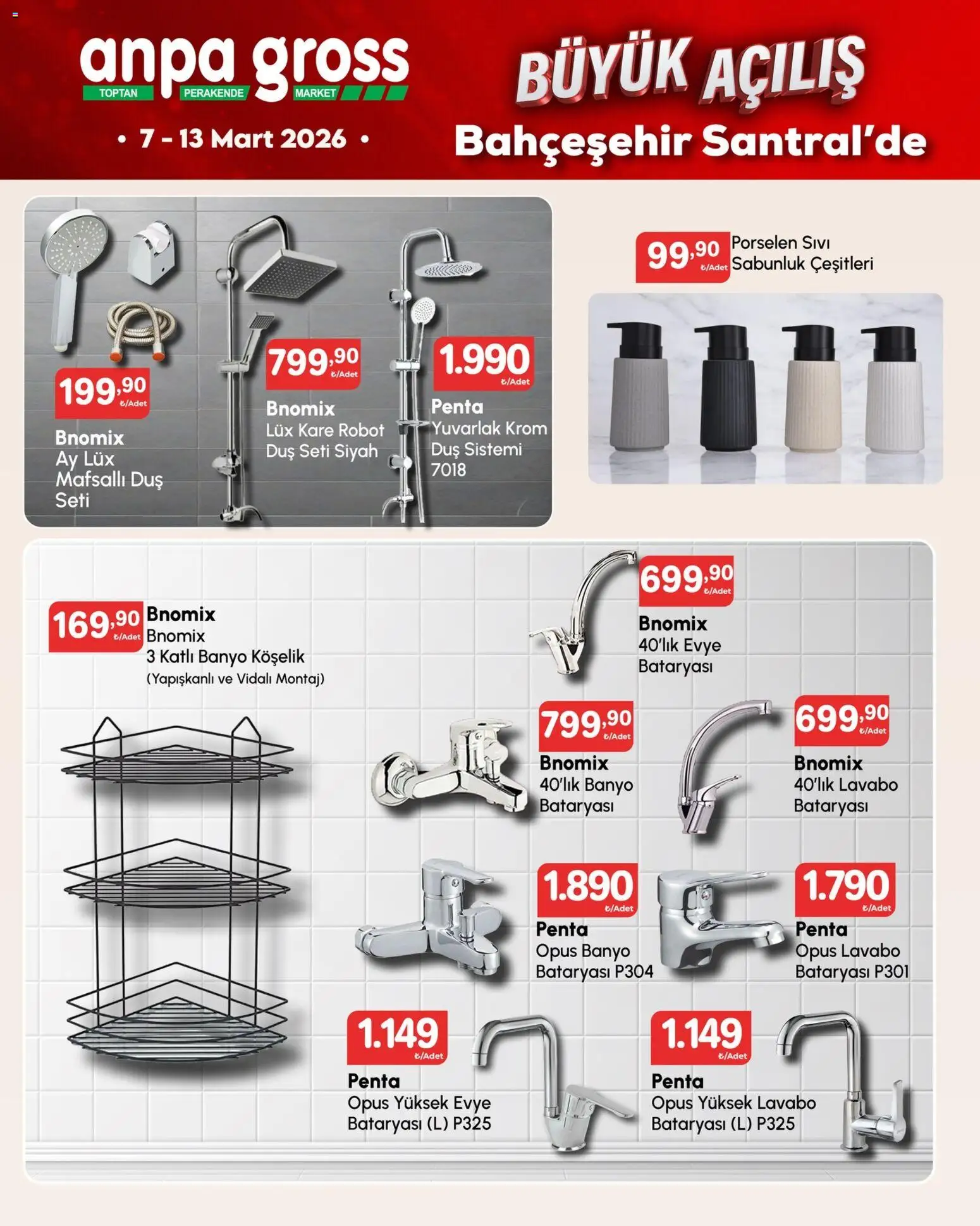 Anpa Gross - Katalog Büyük açılış 6 - 07.03.2026 tarihinden itibaren geçerlidir | Sayfa: 5 | Ürünler: Robot, Lavabo, Banyo, Sabunluk