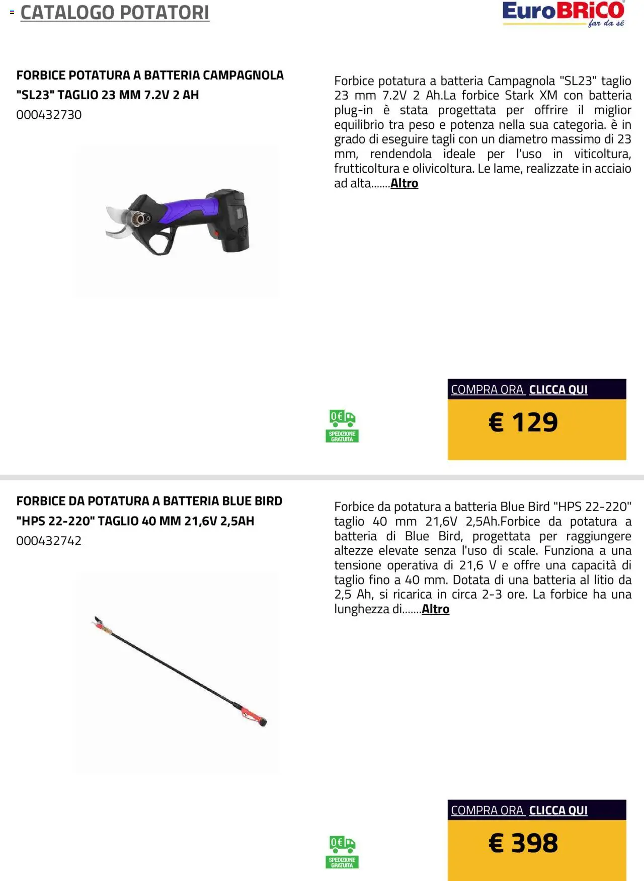 Volantino Eurobrico del 23.07.2025 | Pagina: 29 | Prodotti: Forbice, Batteria