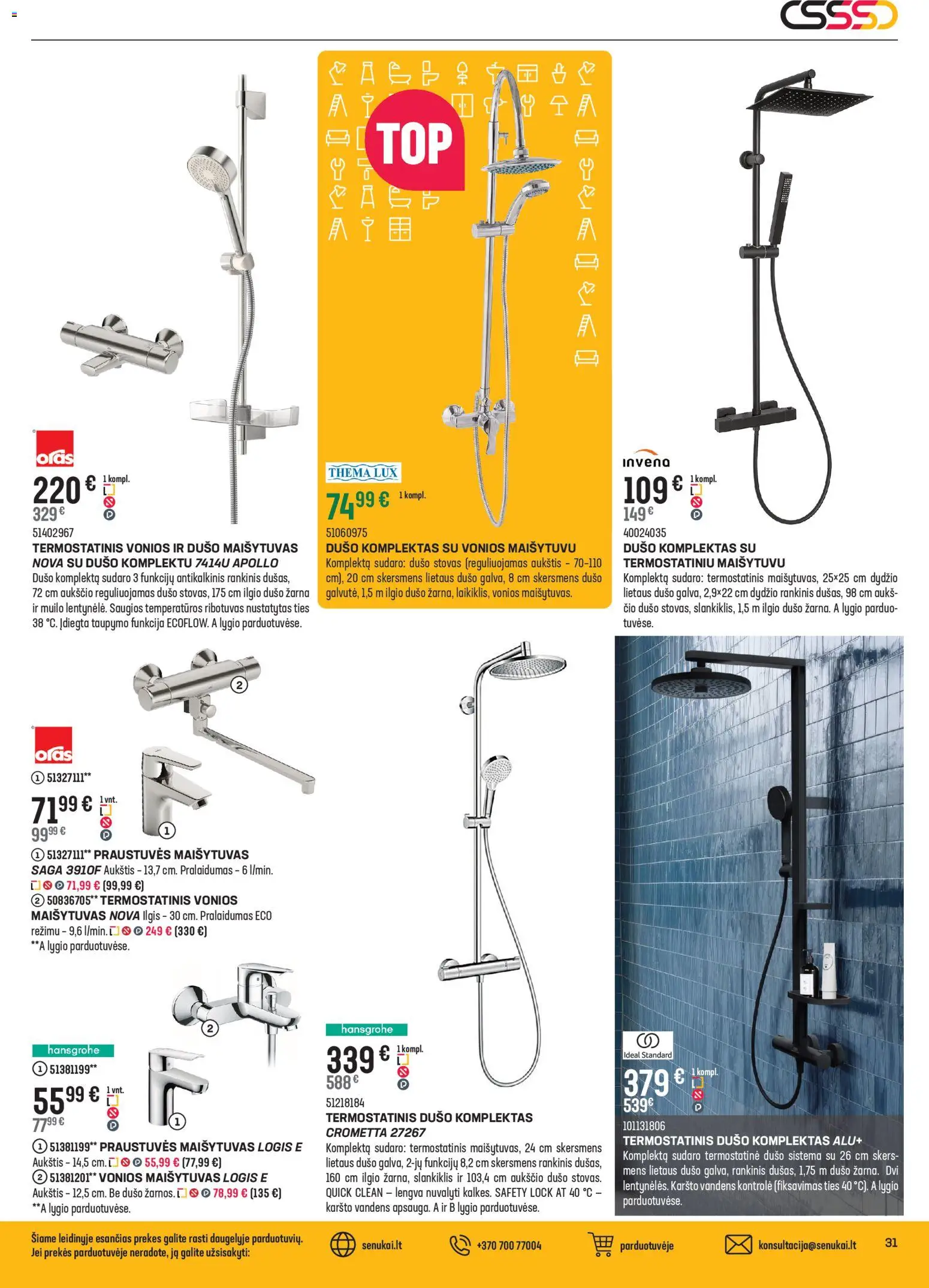 Senukai akcijos nuo 07.01.2026 | Puslapis: 31 | Prekių: Maišytuvas, Stovas, Dušo maišytuvas