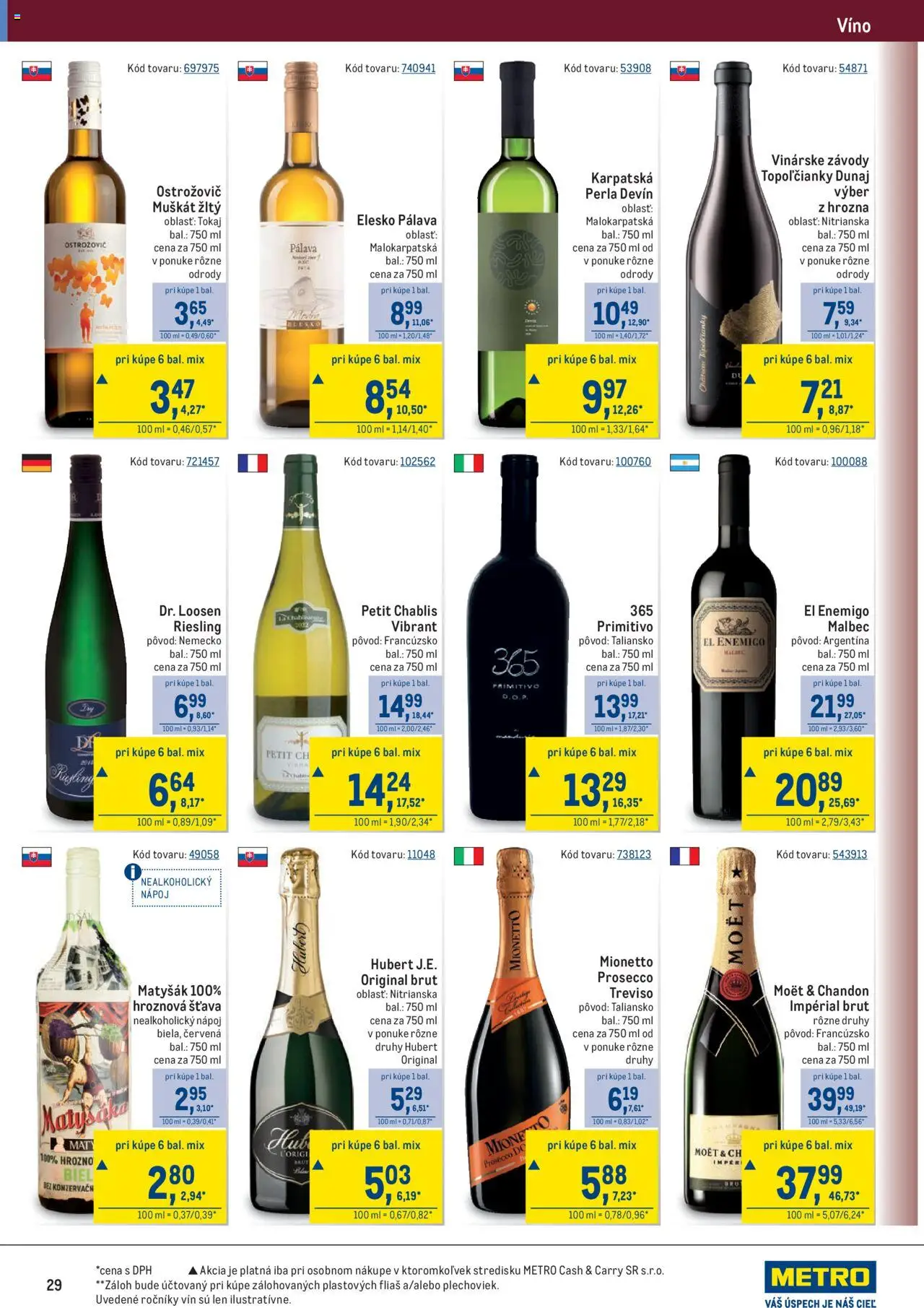 Nové Metro akcie – leták je platný od 08.10.2025 | Strana: 29 | Produkty: Víno, Prosecco, Hrozno