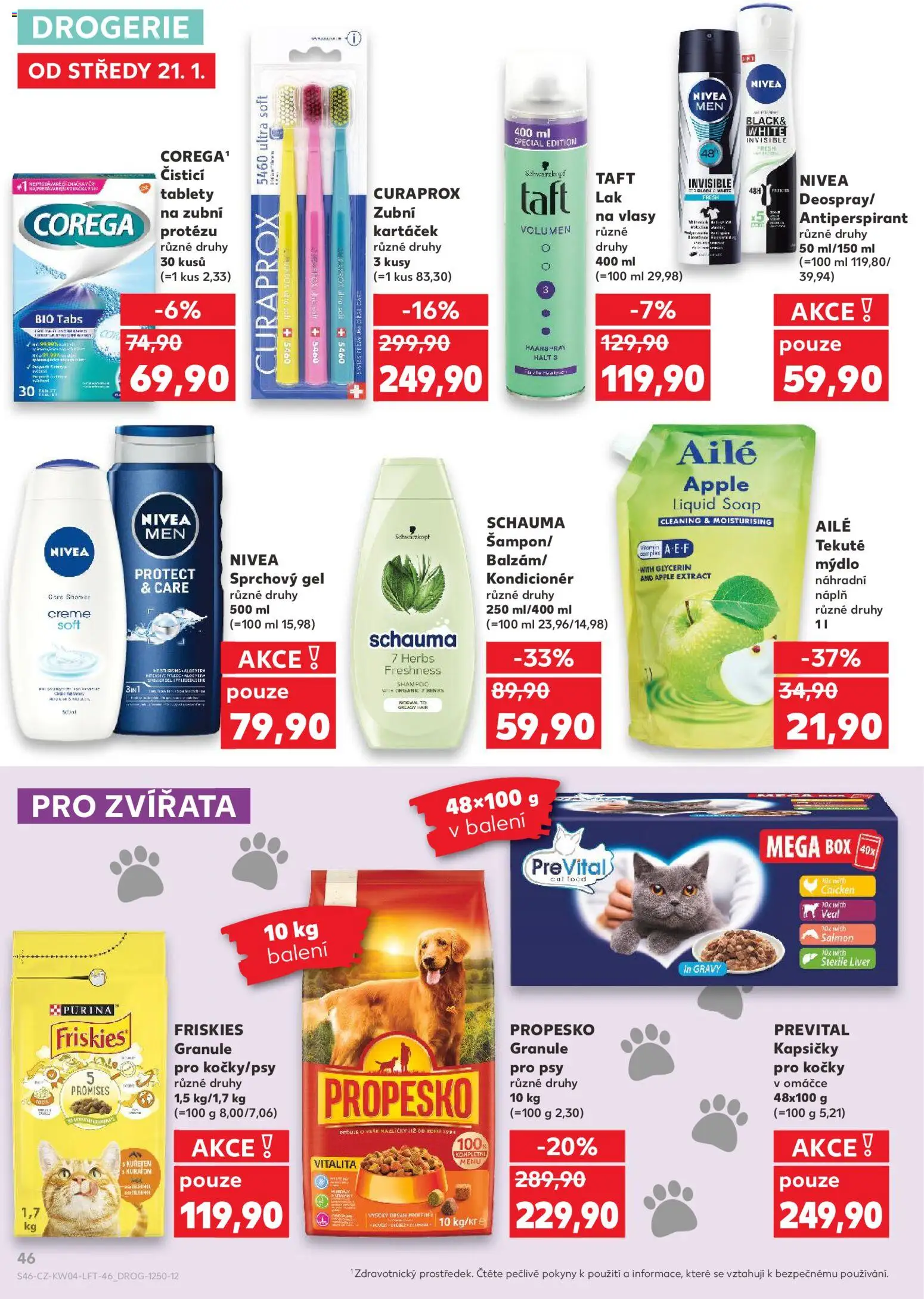 Kaufland leták - Kolín od 21.01.2026 | Strana: 46 | Produkty: Sprchový gel, Nivea, Kapsičky pro kočky, Apple