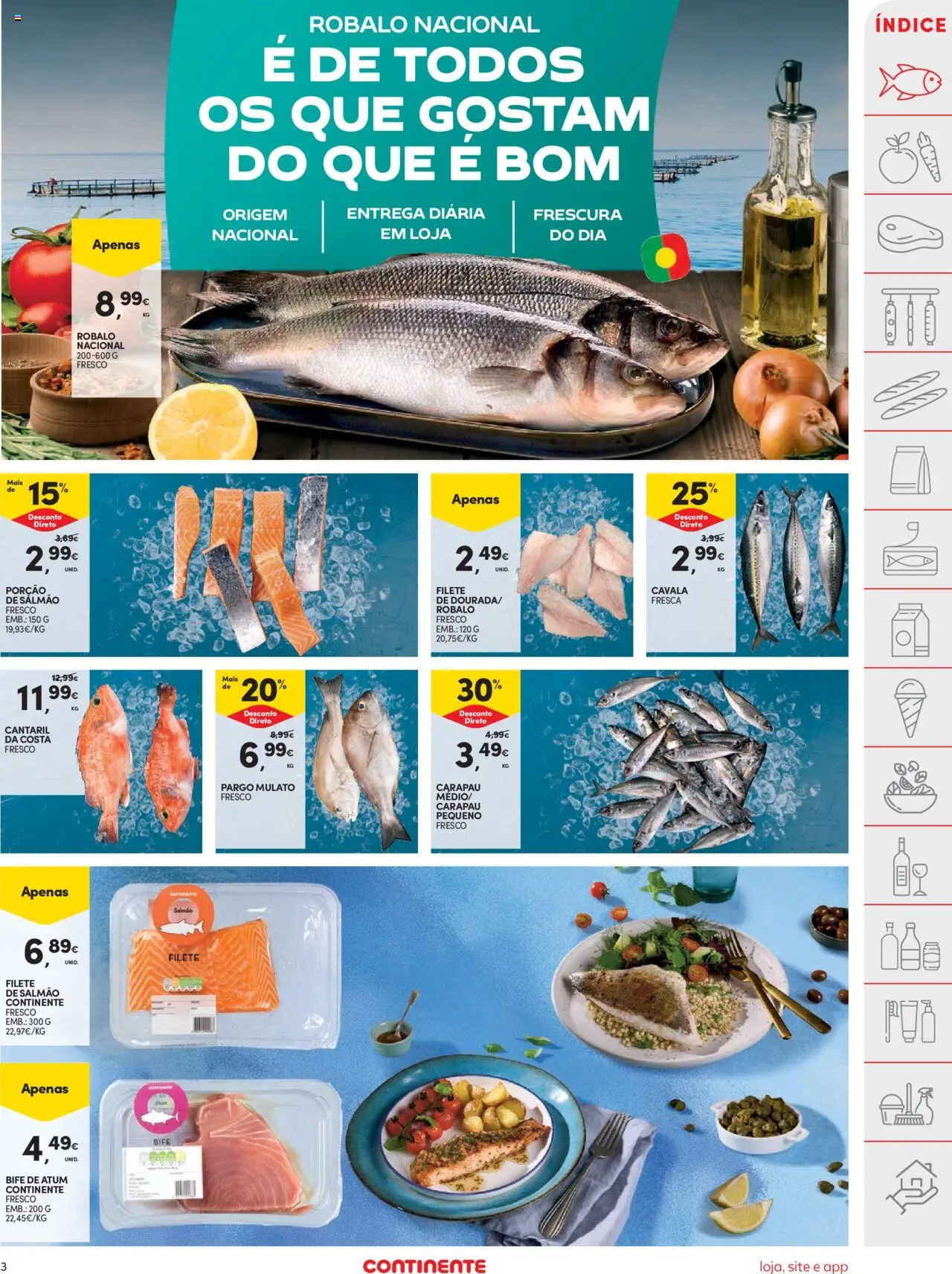 Continente folheto │ válido de 14.10.2025 | Página: 3 | Produtos: Atum, Salmão