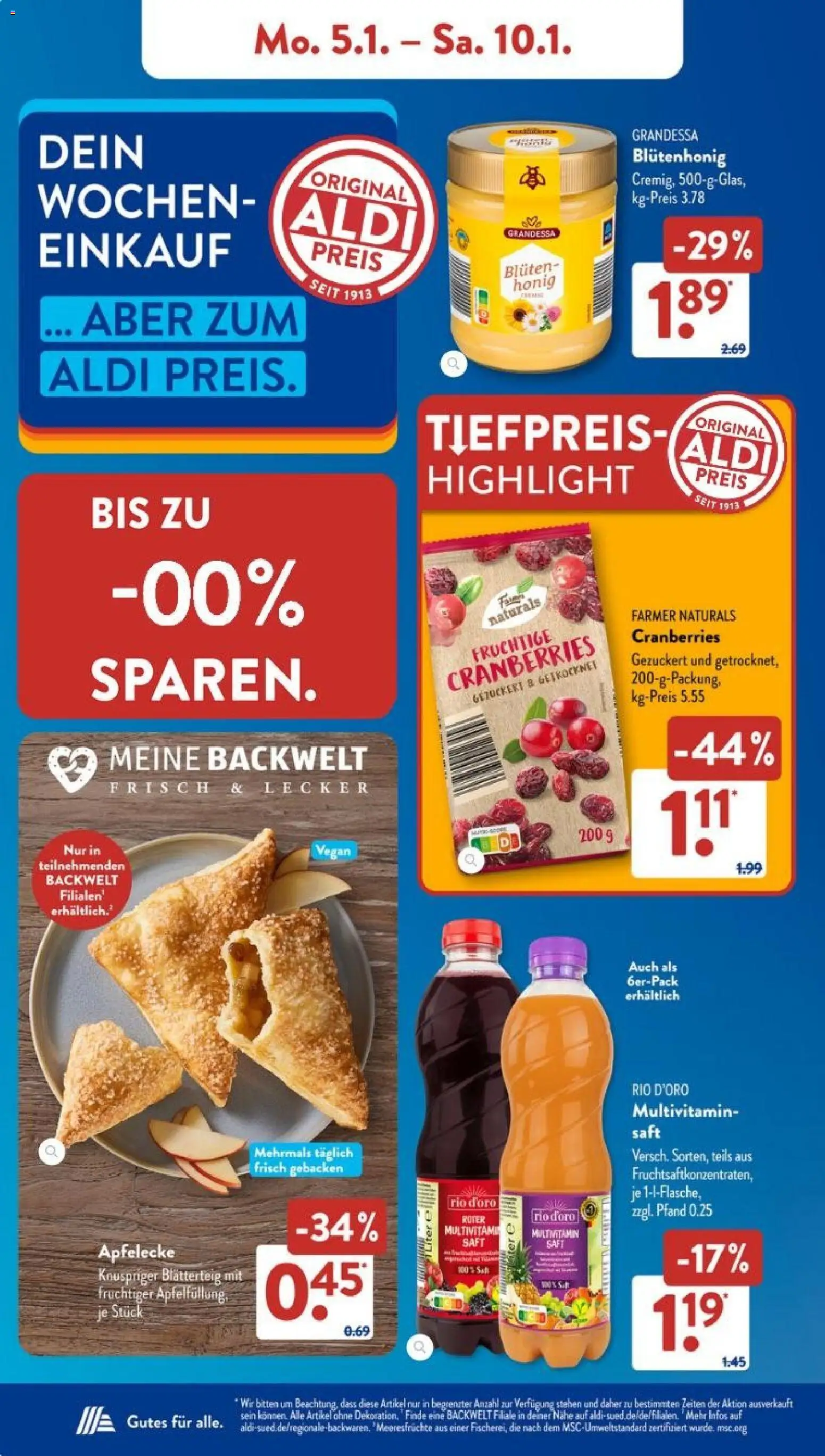 Aldi Süd Prospekt 	 – gültig ab 05.01.2026 | Seite: 8 | Produkte: Meeresfrüchte, Saft