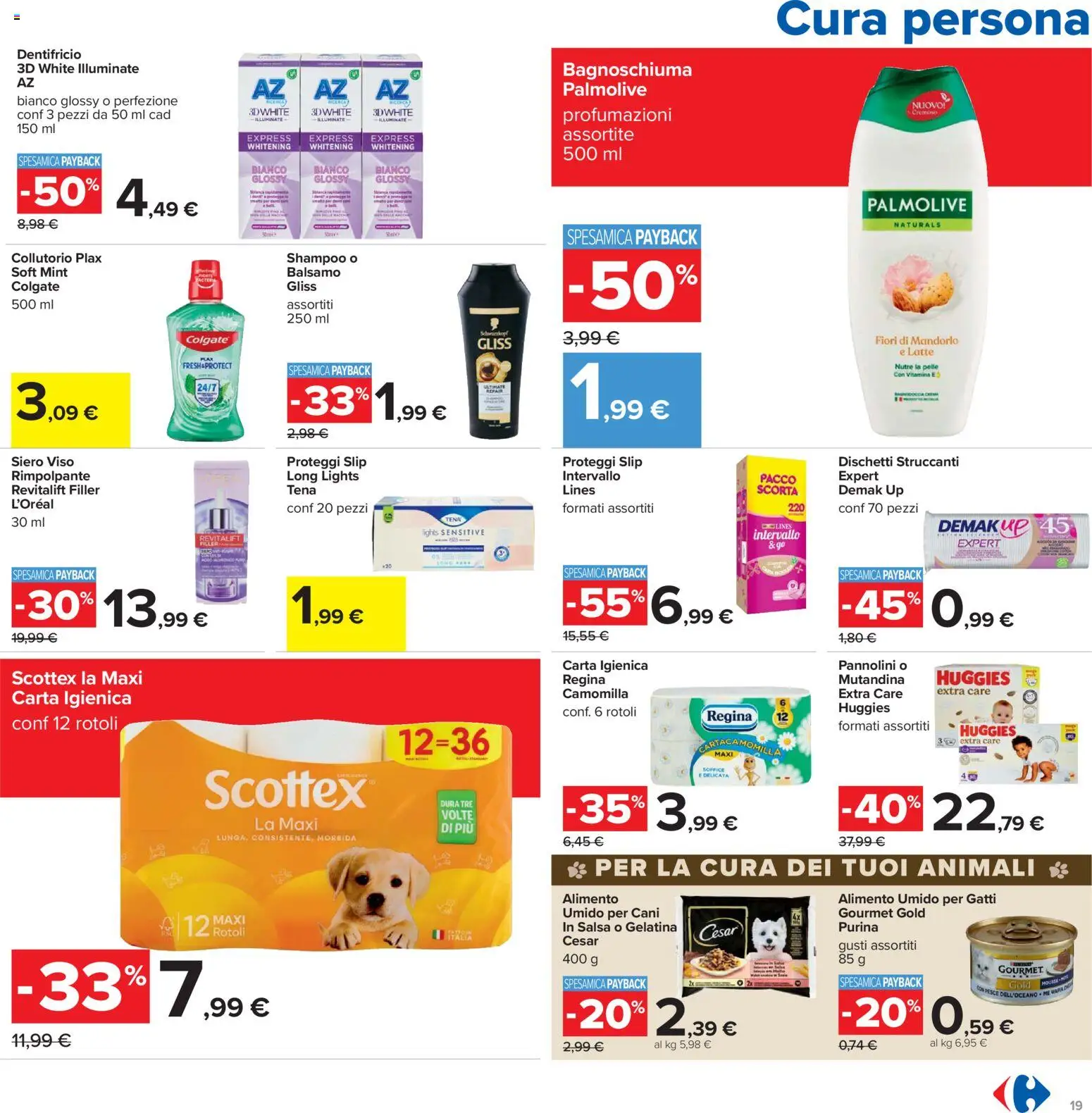 Volantino Carrefour del 02.01.2026 | Pagina: 19 | Prodotti: Pannolini, Carta igienica, Dentifricio, Pesce