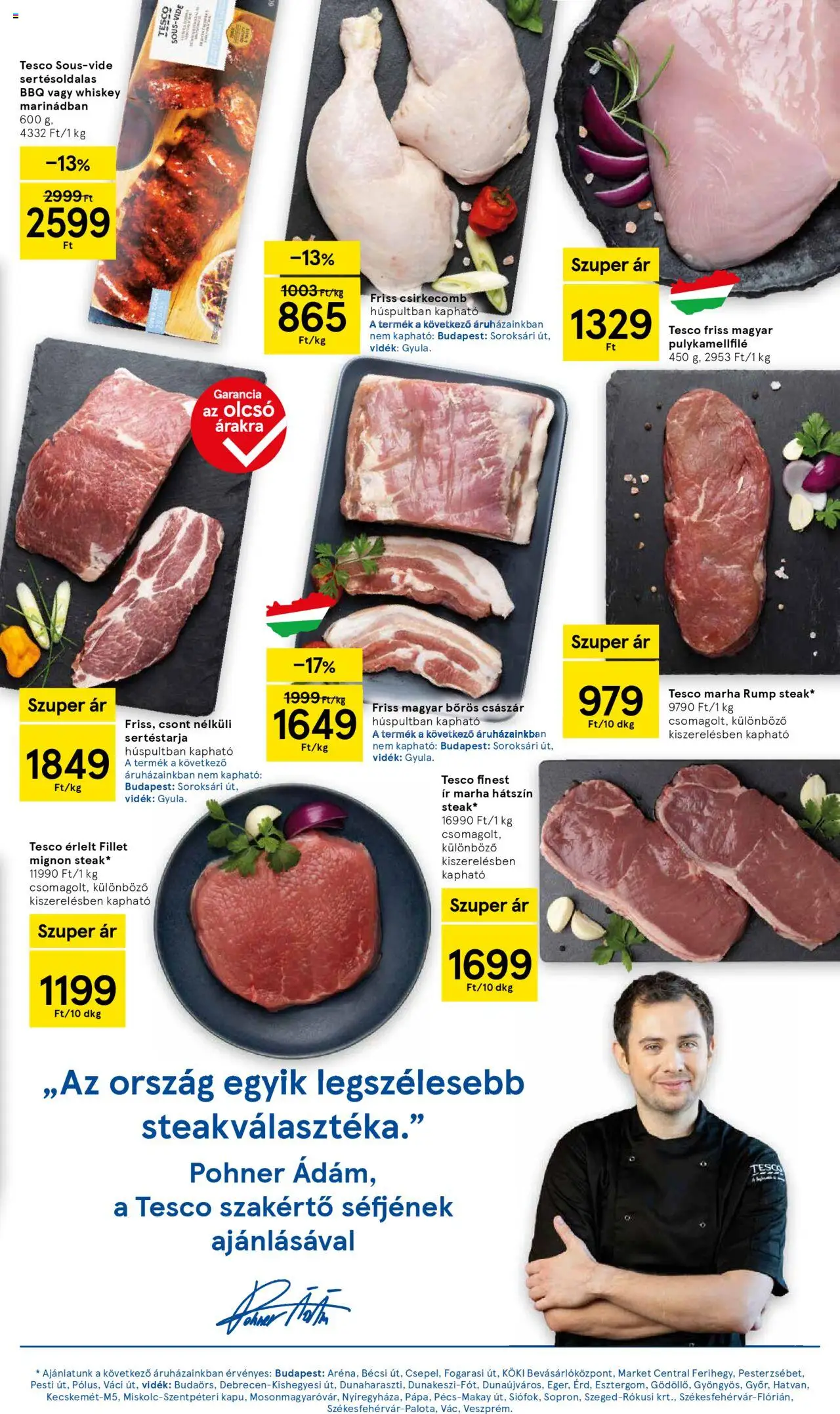 Tesco akciós ujság - amely érvényes a következő dátumtól: 16.10.2025 | Oldal: 3 | Termékek: Sertéstarja, Whiskey, Pulykamellfilé, Csirkecomb