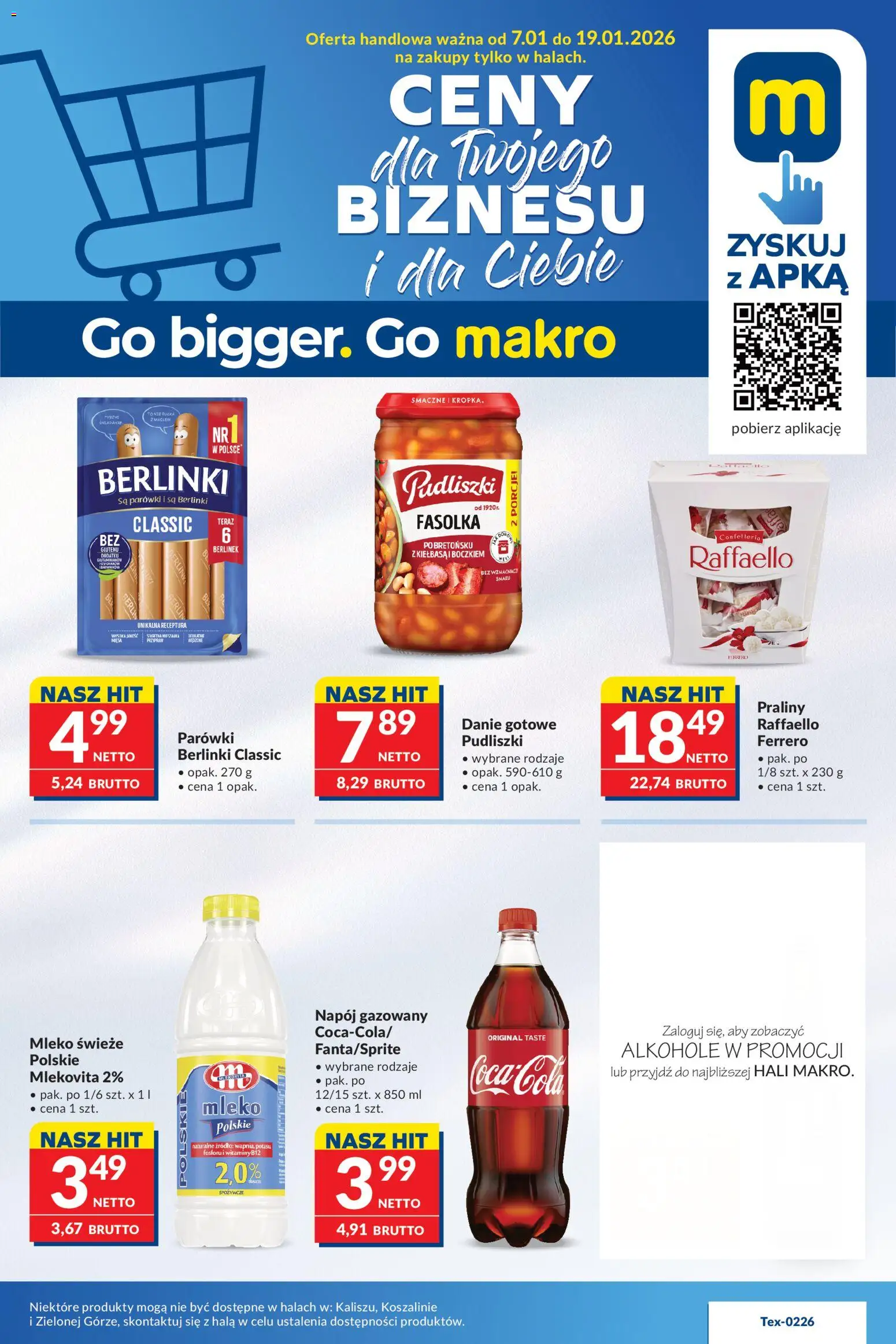 Makro Gazetka - Mega oferty dla Twojego Sklepu od 07.01.2026 | Strona: 1 | Produkty: Praliny, Parówki, Bułka, Mleko
