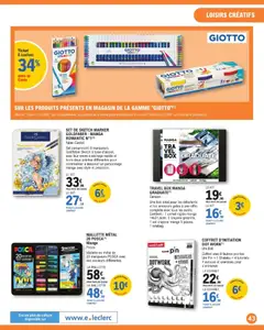 E.Leclerc - Prévisualisation de SET DE SKETCH MARKER GOLDFABER : MANGA ROMANTIC N°1 (1), Set comprenant 8 marqueurs Goldfaber Sketch à base d'alcool, avec leur encre à séchage rapide et leurs deux pointes différentes pour commencer à dessiner un personnage manga avec style et précision. valide à partir de 31.03.2026 | Page: 43 | Produits: Manga, Base