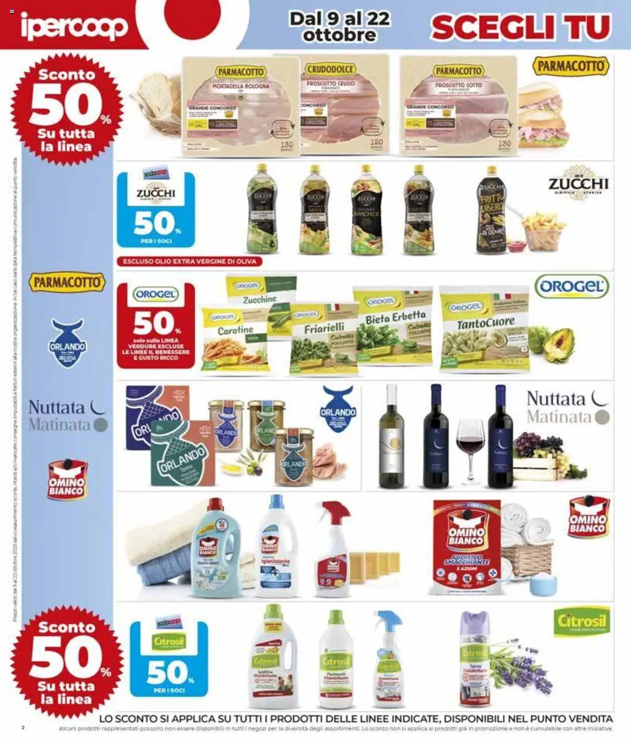 Volantino Ipercoop del 09.10.2025 | Pagina: 2 | Prodotti: Prosciutto Cotto, Prosciutto, Data, Mortadella