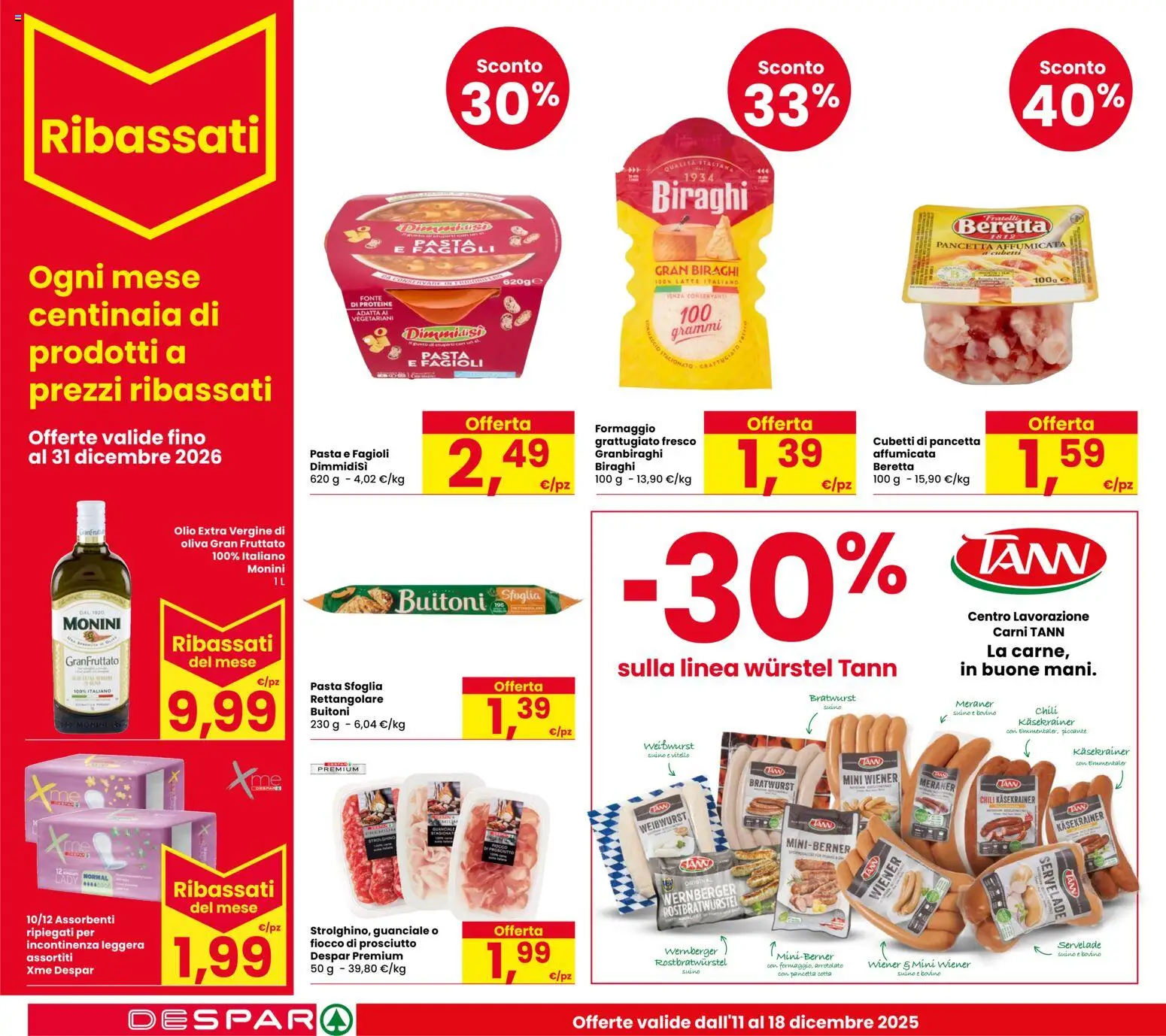 Volantino Despar del 11.12.2025 | Pagina: 16 | Prodotti: Pasta, Vitello, Olio extra vergine, Guanciale