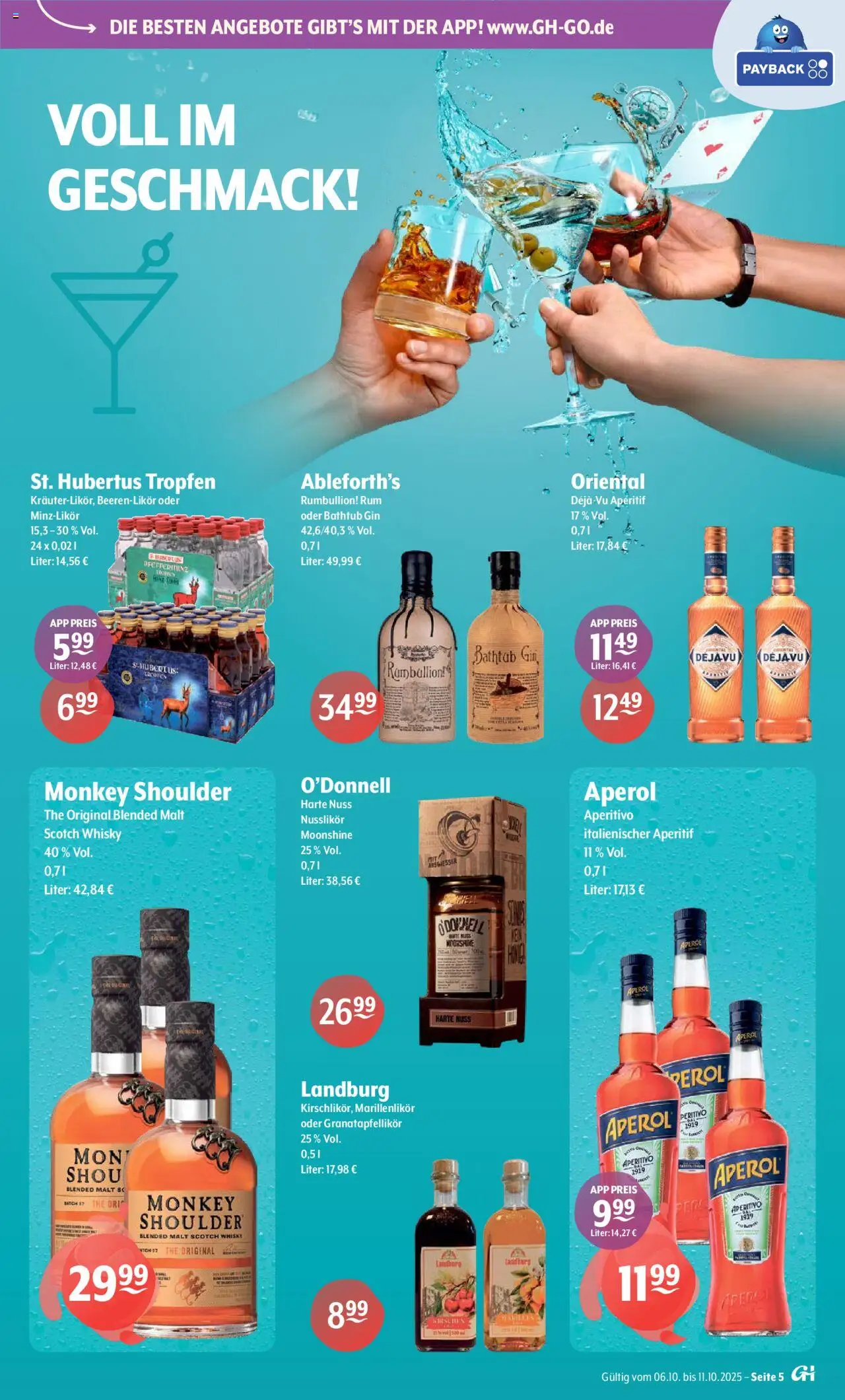 Getränke Hoffmann - Hamburg – gültig ab 06.10.2025 | Seite: 5 | Produkte: Rum, Aperol, Gin, Hubertus tropfen