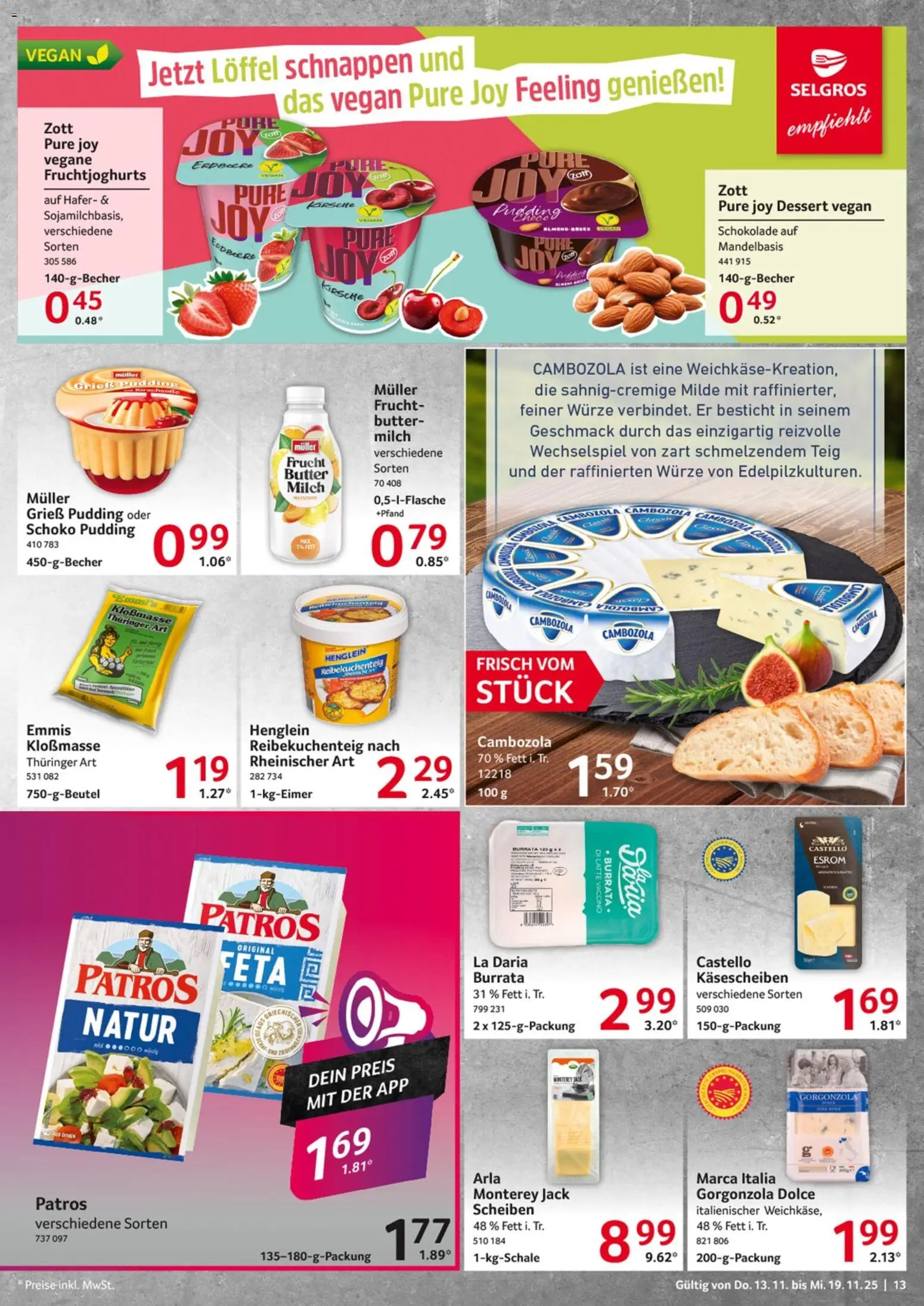 Selgros Prospekt 	 – gültig ab 13.11.2025 | Seite: 13 | Produkte: Milch, Butter, Patros, Pudding