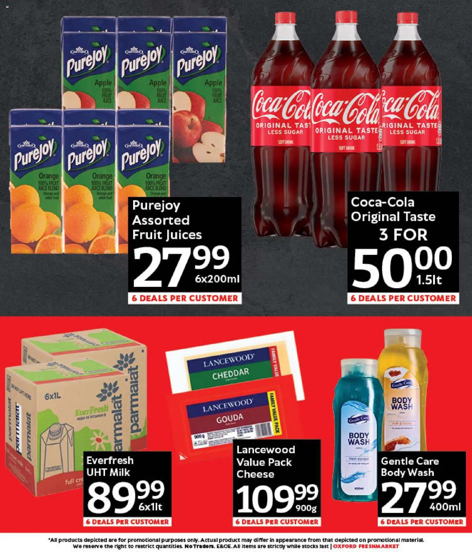 New Oxford Freshmarket catalogue – valid from 21.02.2026 | Page: 2 | Products: Milk, Cheese, Juice, Body wash