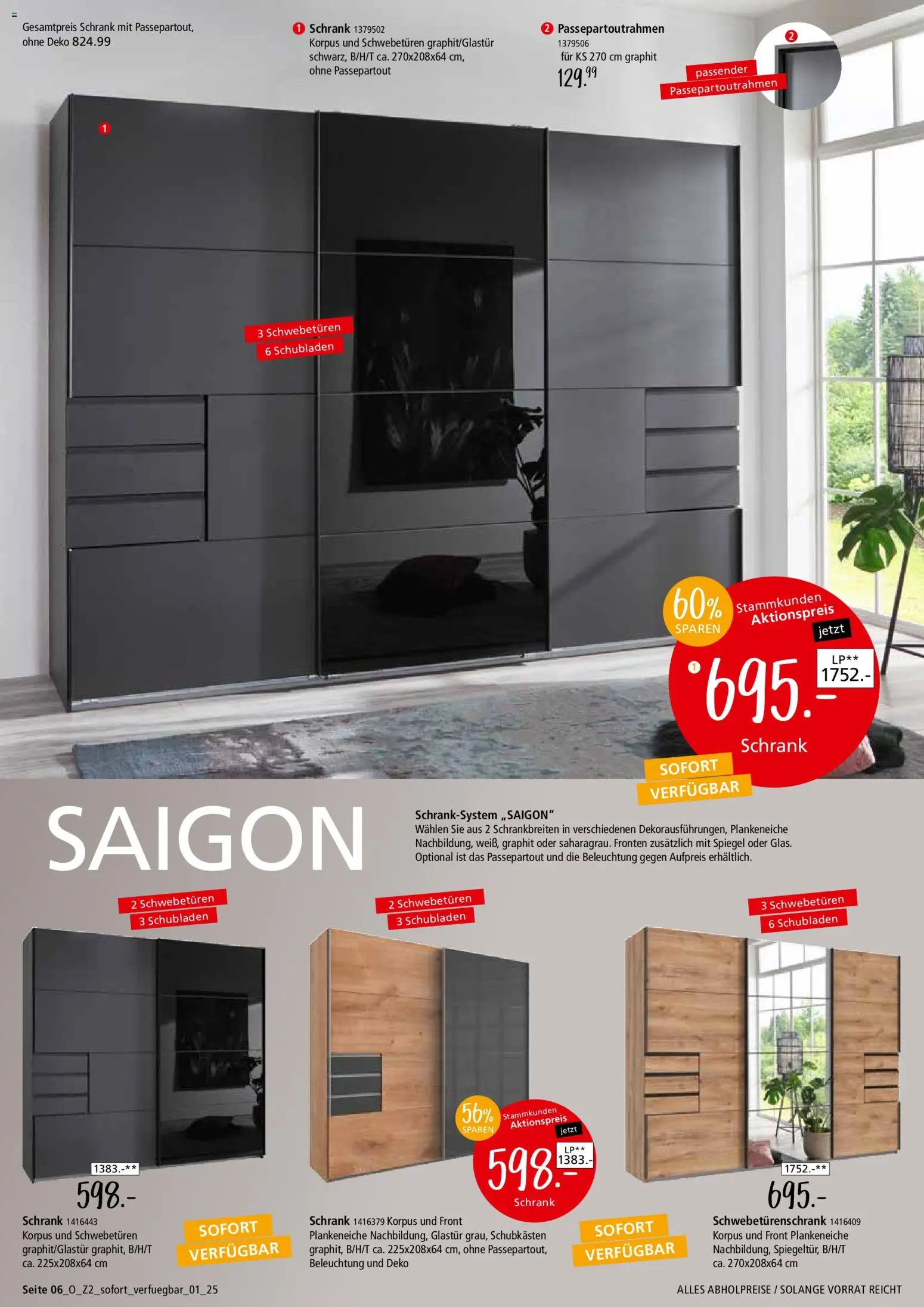 Zurbrüggen Sofort verfügbare Artikel – gültig ab 05.12.2025 | Seite: 6 | Produkte: Schwebetürenschrank, Schrank, Spiegel