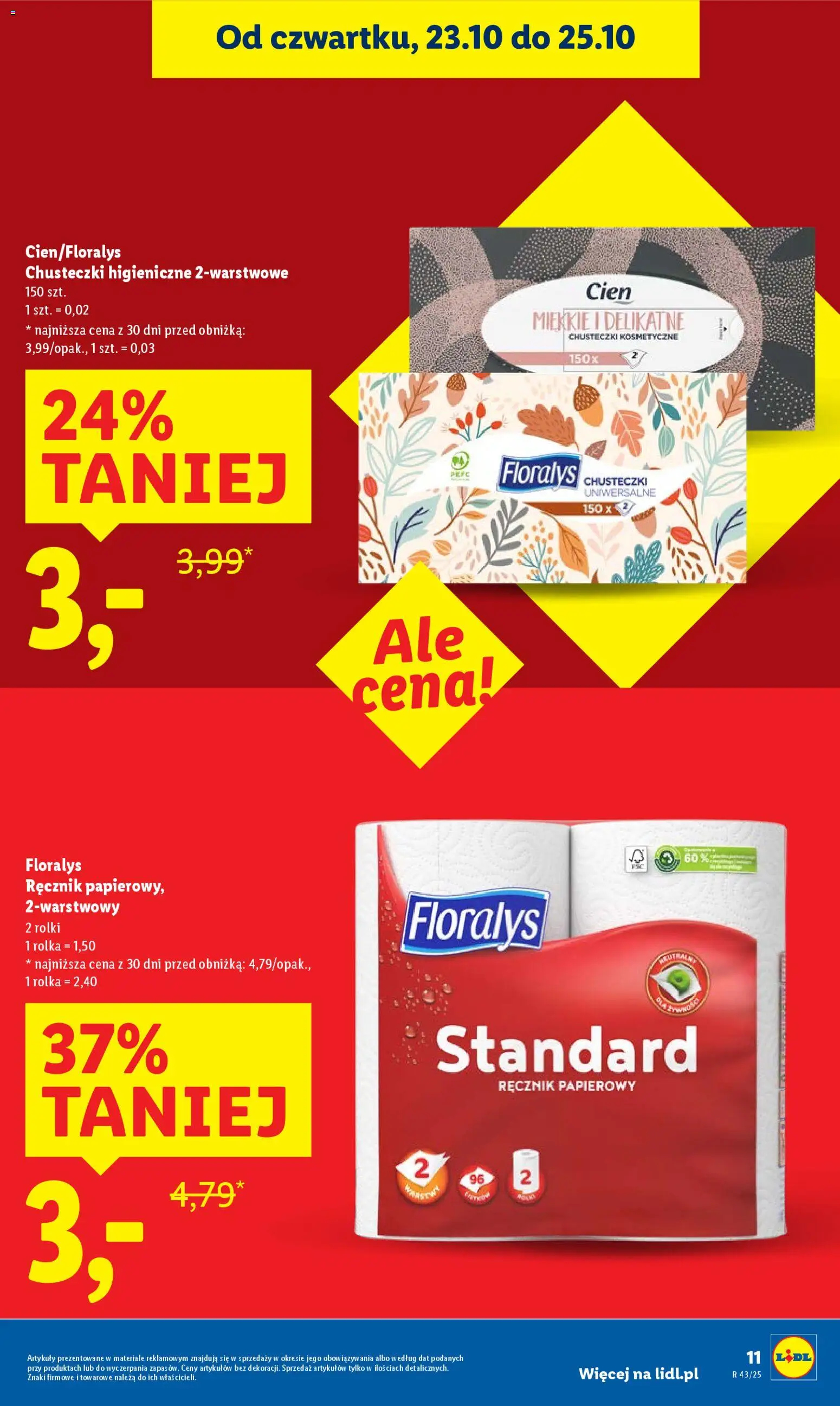 Lidl Gazetka od 23.10.2025 | Strona: 11 | Produkty: Rolki, Chusteczki higieniczne, Ręcznik papierowy