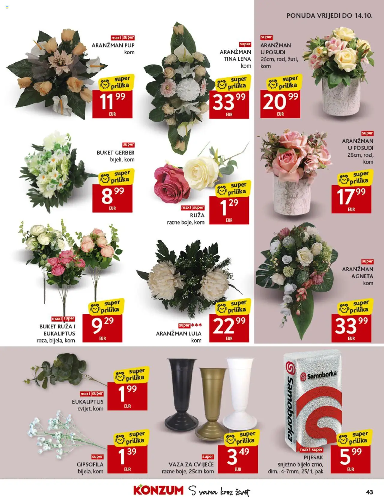 Konzum HR akciós ujság - amely érvényes a következő dátumtól: 08.10.2025 | Oldal: 43 | Termékek: Váza