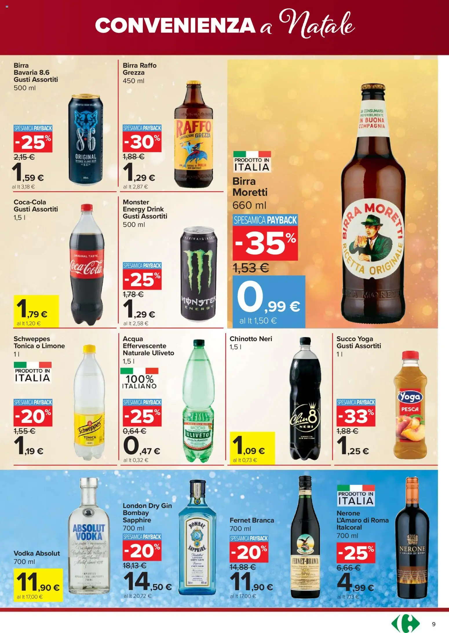 Volantino Carrefour del 18.12.2025 | Pagina: 9 | Prodotti: Succo, Vodka, Acqua, Pesca