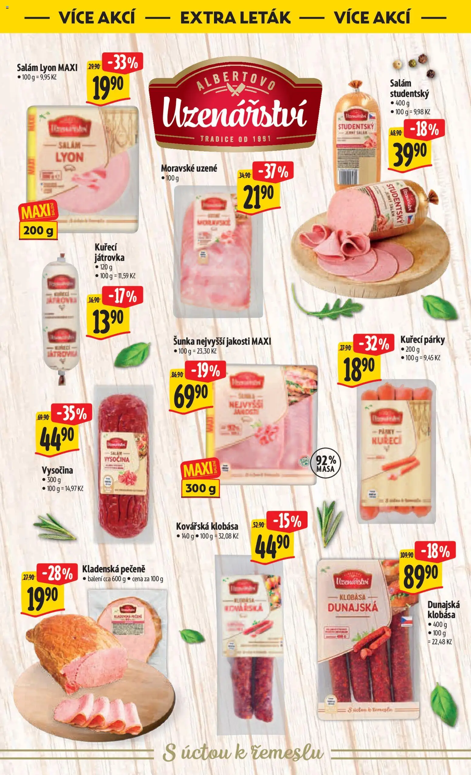 Albert leták - Hypermarket od 28.01.2026 | Strana: 42 | Produkty: Šunka, Párky, Vysočina, Moravské uzené