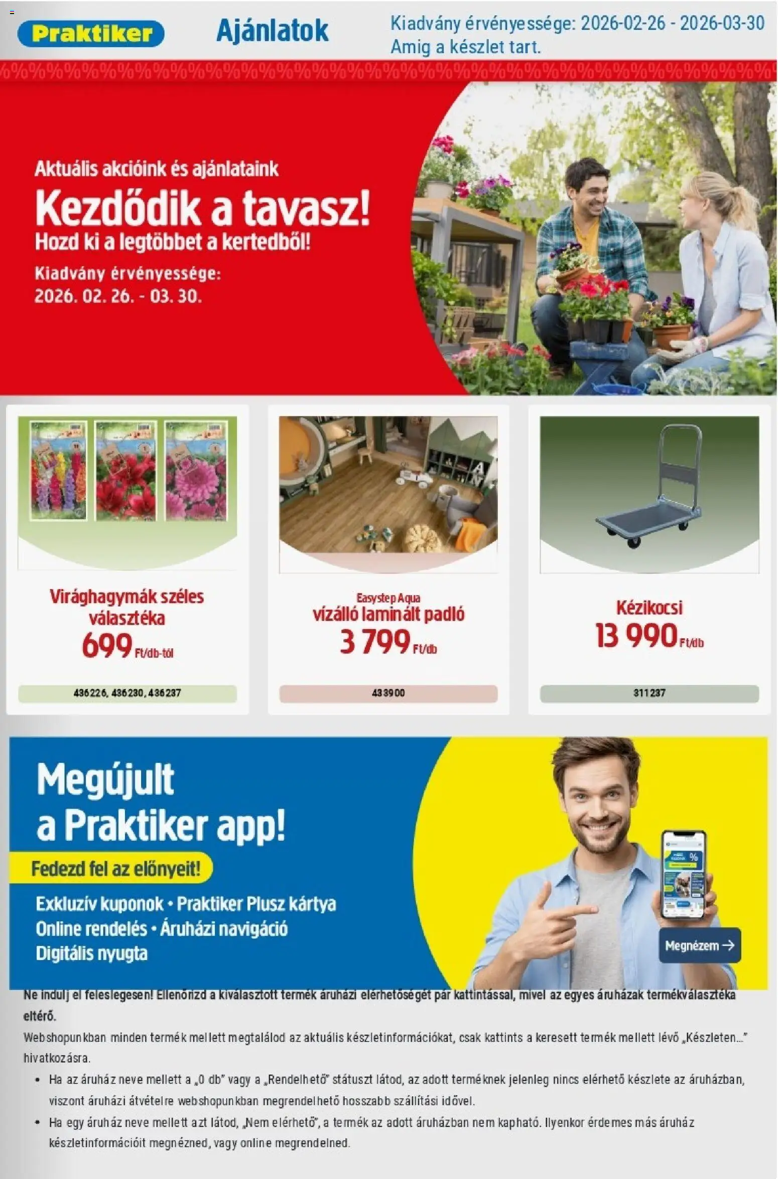 Praktiker akciós ujság - amely érvényes a következő dátumtól: 26.02.2026 | Oldal: 1 | Termékek: Laminált padló, Navigáció