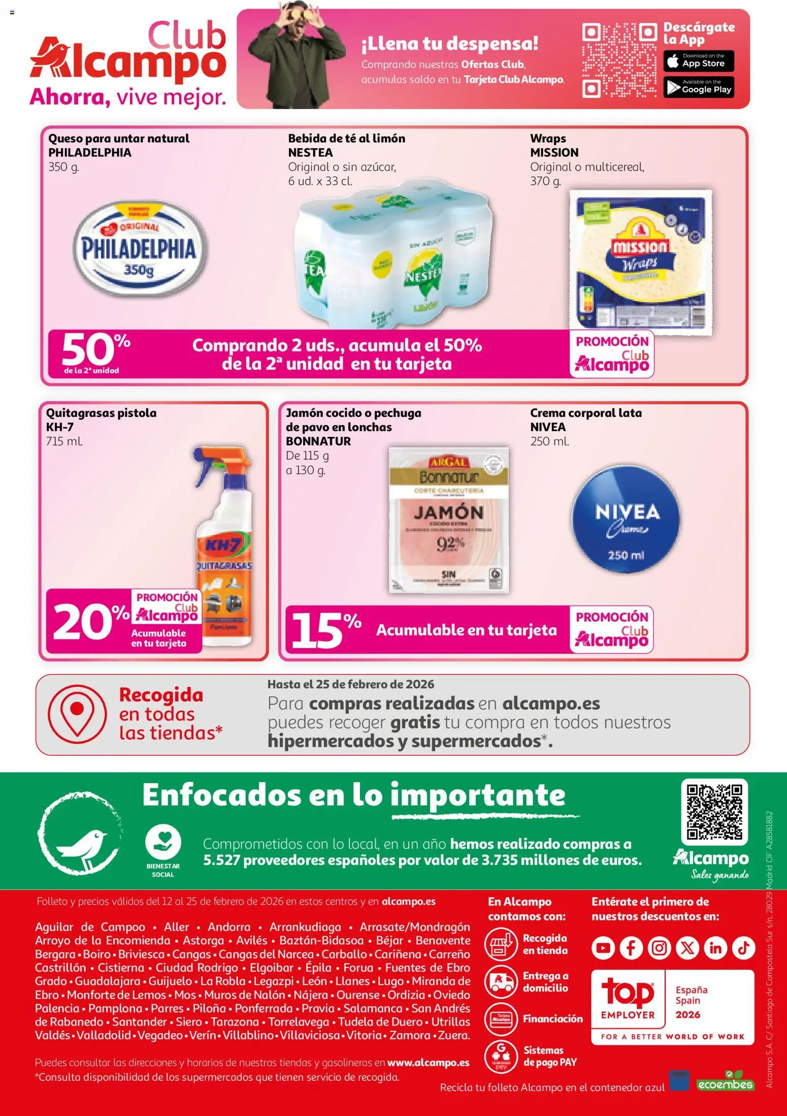 Alcampo - SM Nacional  │ válido desde el 12.02.2026 | Página: 8 | Productos: Queso, Jamón, Jamón cocido, Té