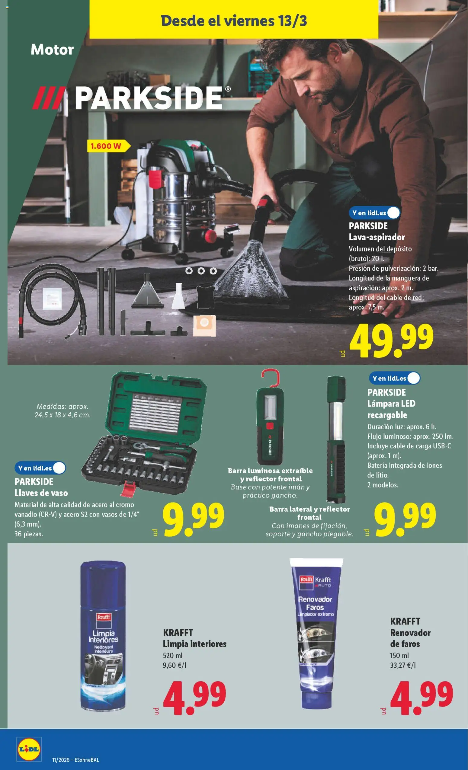 Lidl folleto de bazar │ válido desde el 09.03.2026 | Página: 22 | Productos: Vasos, Cable, Batería, Lámpara