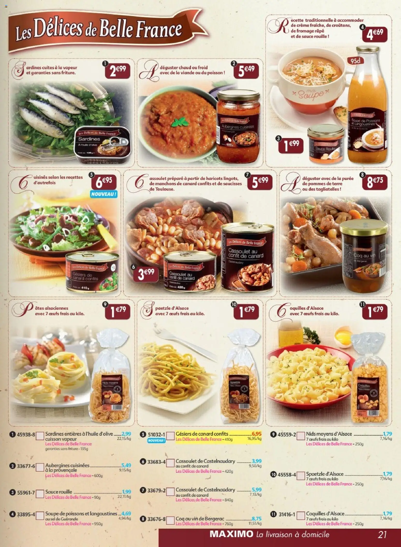 {H1} | Page: 21 | Produits: Confit de canard, Fromage, Vin, Poisson