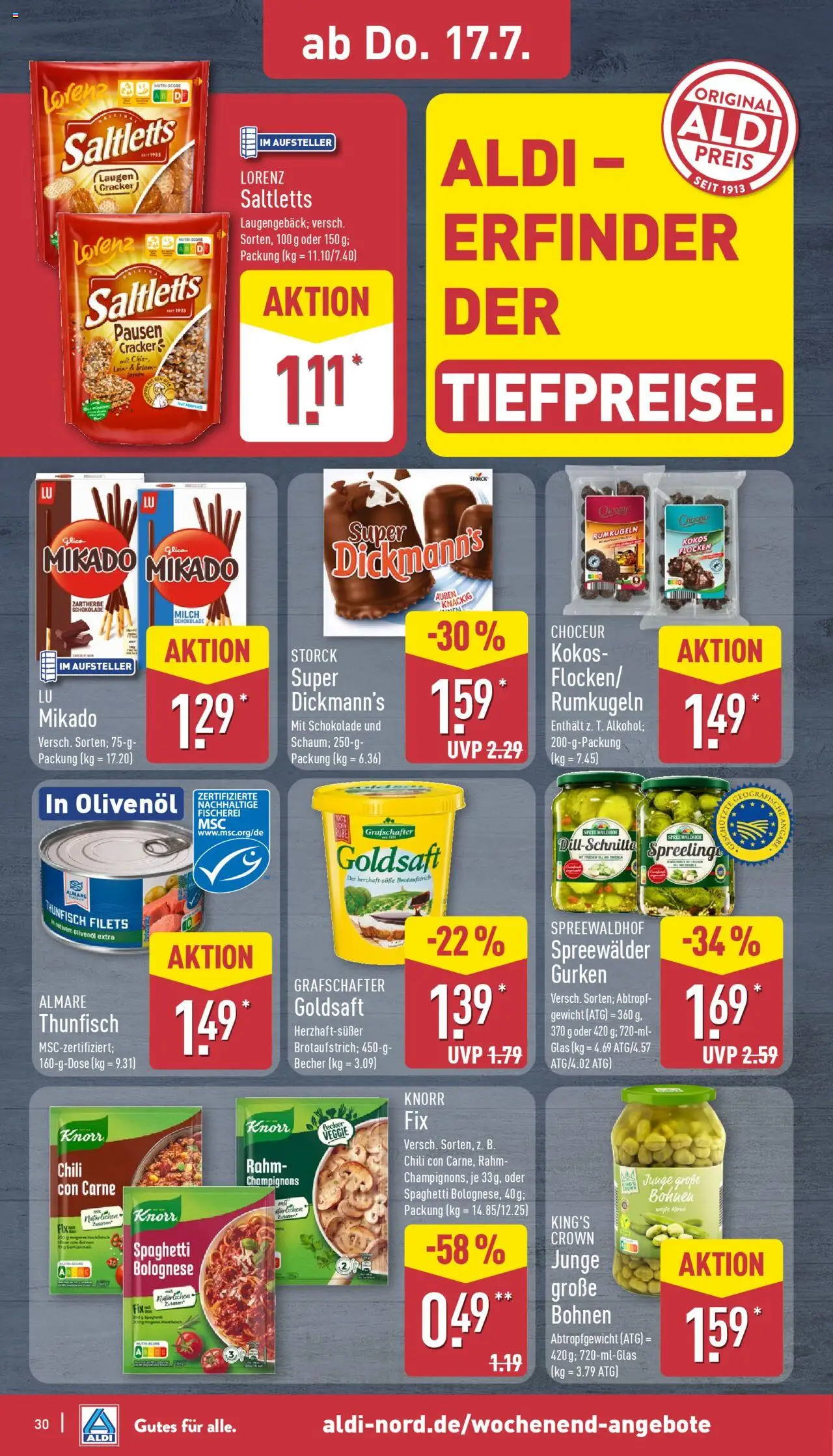 Aldi Prospekt 	 - gültig ab dem 14.07.2025 | Seite: 30 | Produkte: Gewicht, Champignons, Chili, Hackfleisch
