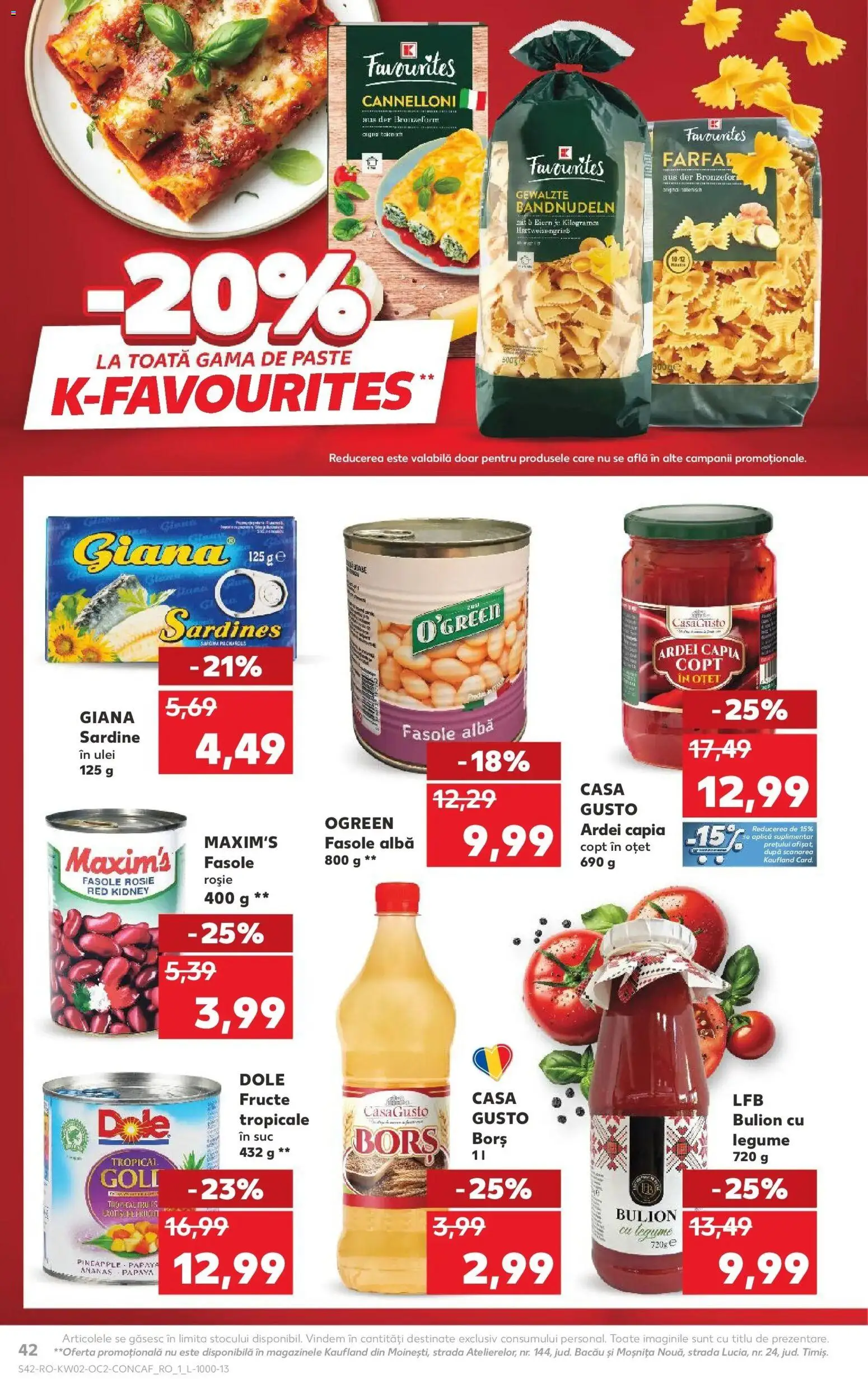 Noul catalog Kaufland – valabil de la 07.01.2026 | Pagină: 42 | Produse: Borș, Ardei, Ananas, Paste