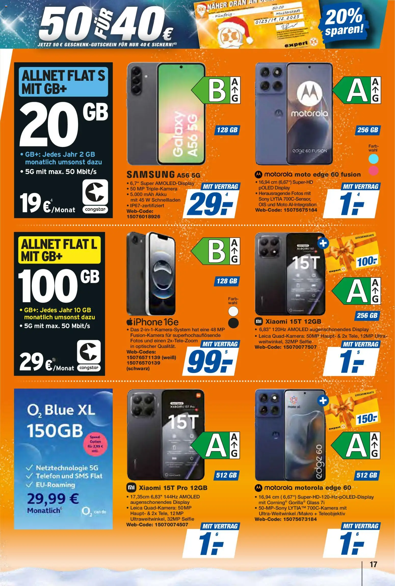 Expert Prospekt 	 – gültig ab 17.12.2025 | Seite: 17 | Produkte: Xiaomi, Sony, Samsung, Iphone