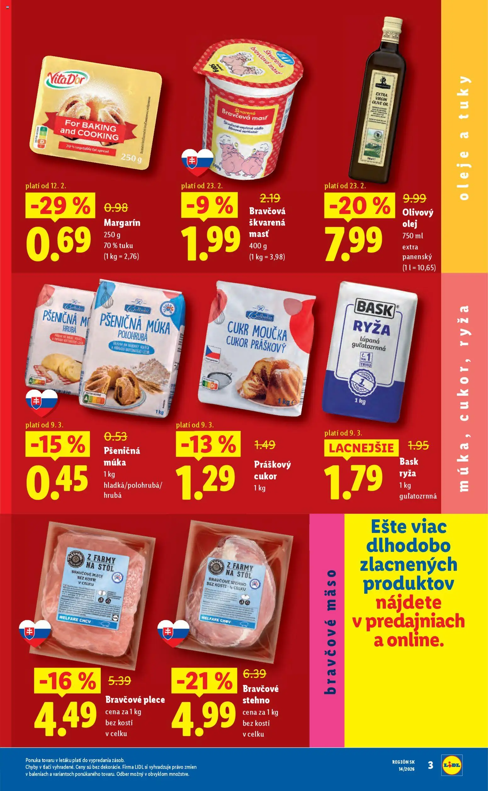 Nové Lidl akcie – leták je platný od 30.03.2026 | Strana: 3 | Produkty: Stôl, Olej, Olivový olej, Pšeničná múka