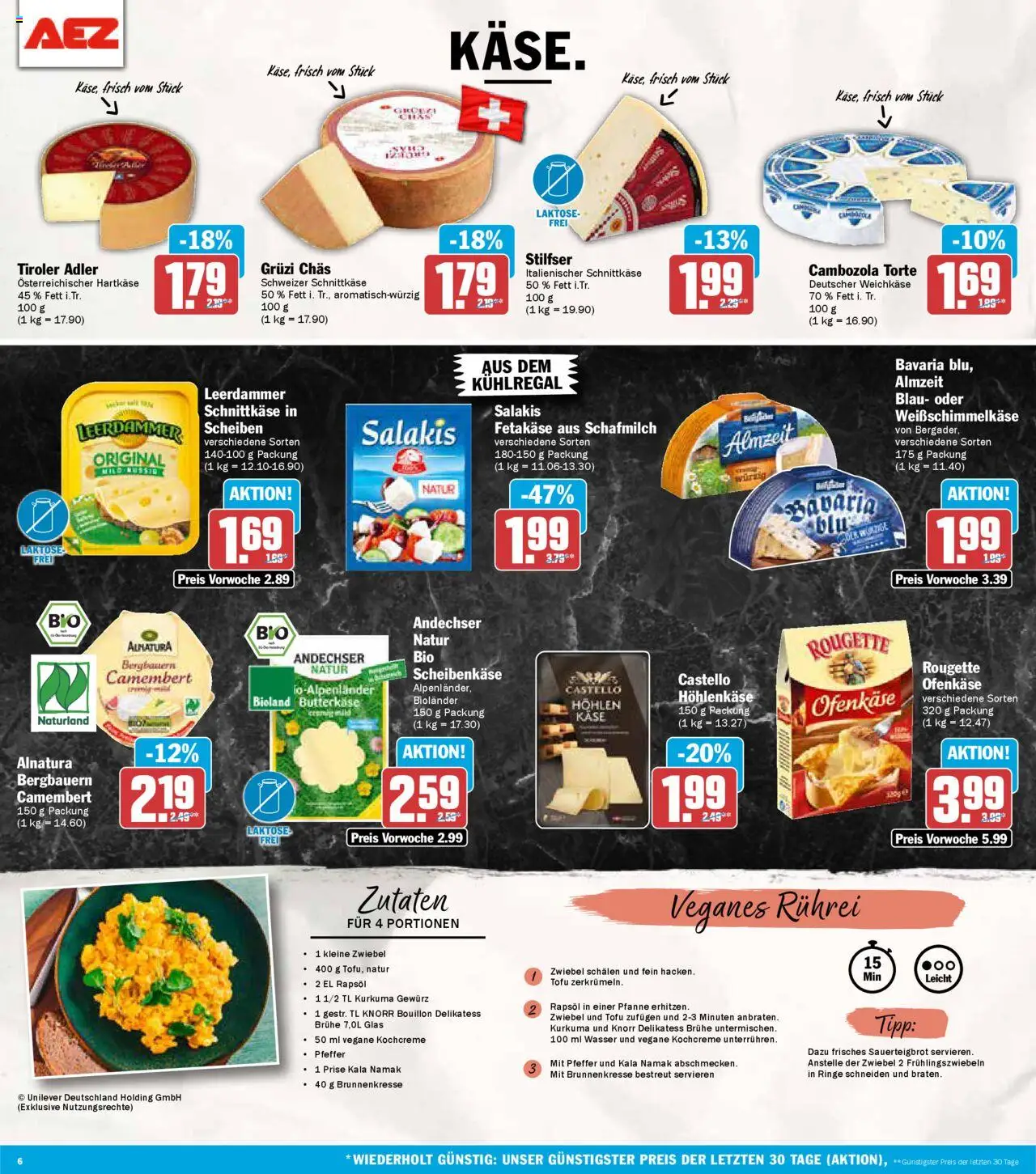 AEZ Prospekt 	 – gültig ab 20.10.2025 | Seite: 6 | Produkte: Rapsöl, Leerdammer, Wasser, Salakis