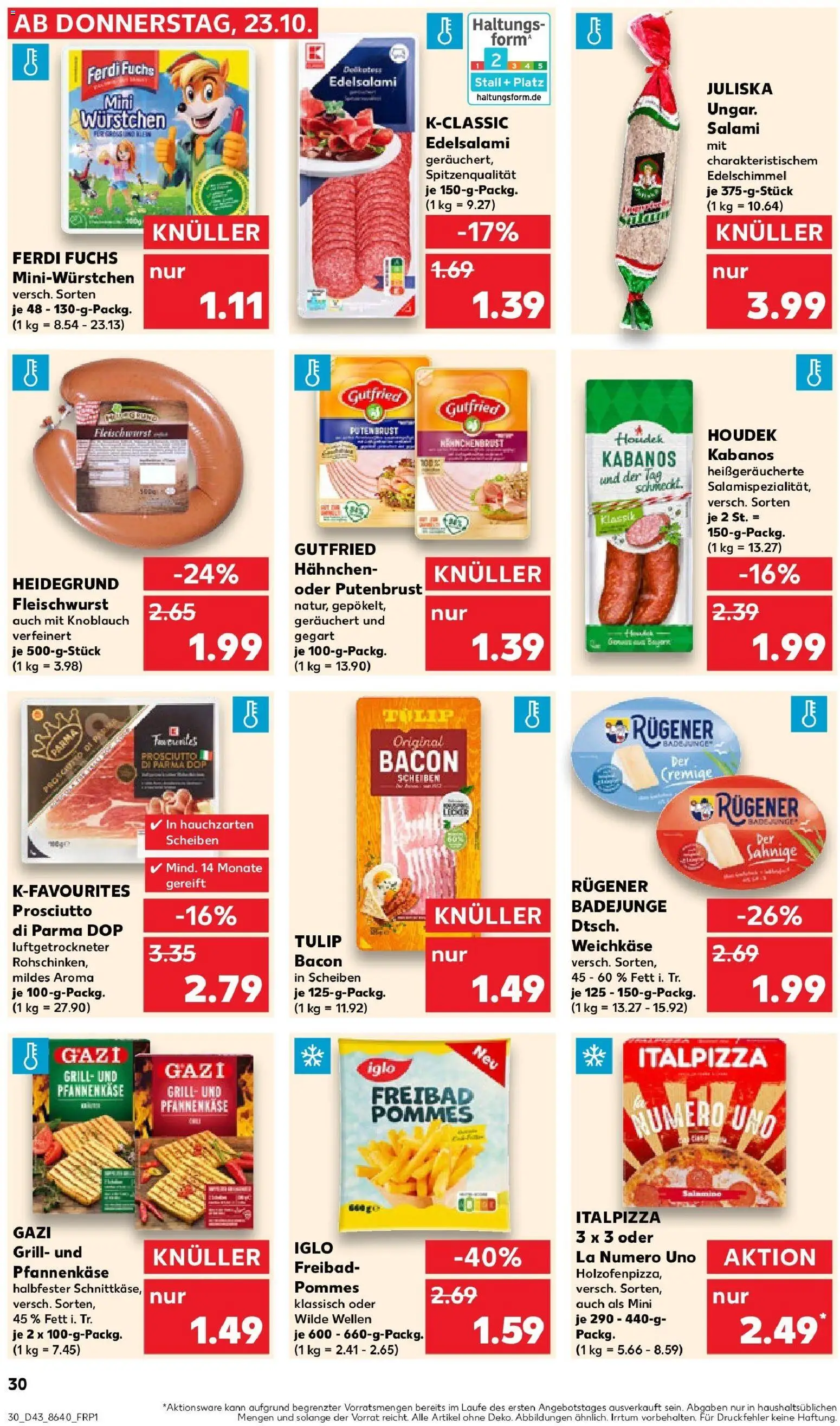 Kaufland prospekt Werl	 – gültig ab 27.10.2025 | Seite: 30 | Produkte: Hahnchen, Iglo, Salami, Pizza