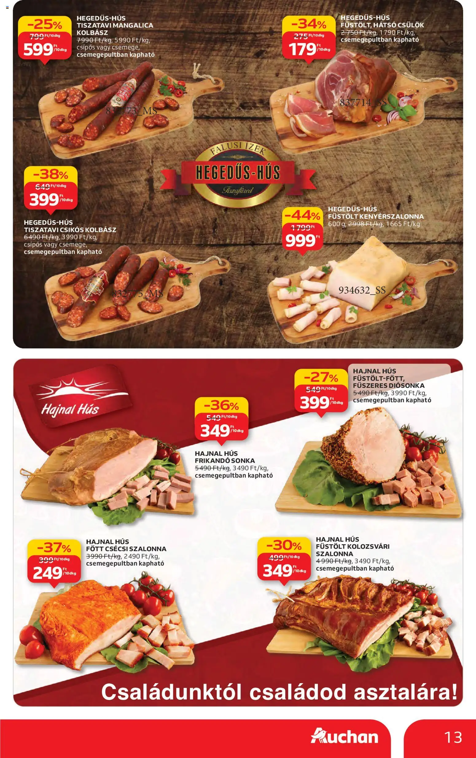Auchan akciós ujság - amely érvényes a következő dátumtól: 30.10.2025 | Oldal: 13 | Termékek: Kolbász, Hús, Sonka, Frikandó