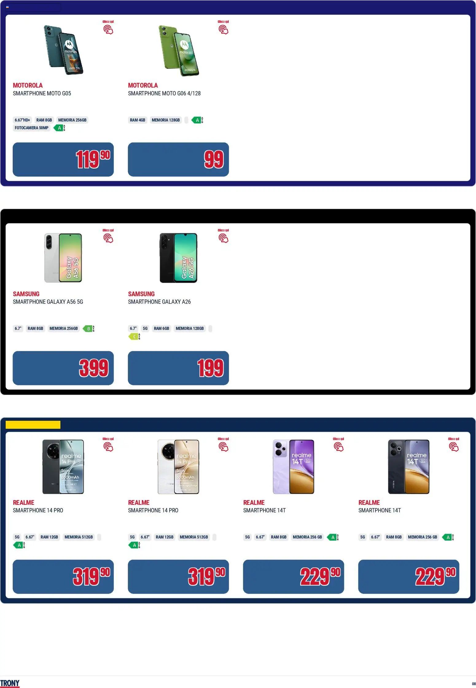 Volantino Trony del 04.12.2025 | Pagina: 8 | Prodotti: Smartphone, Fotocamera, Samsung