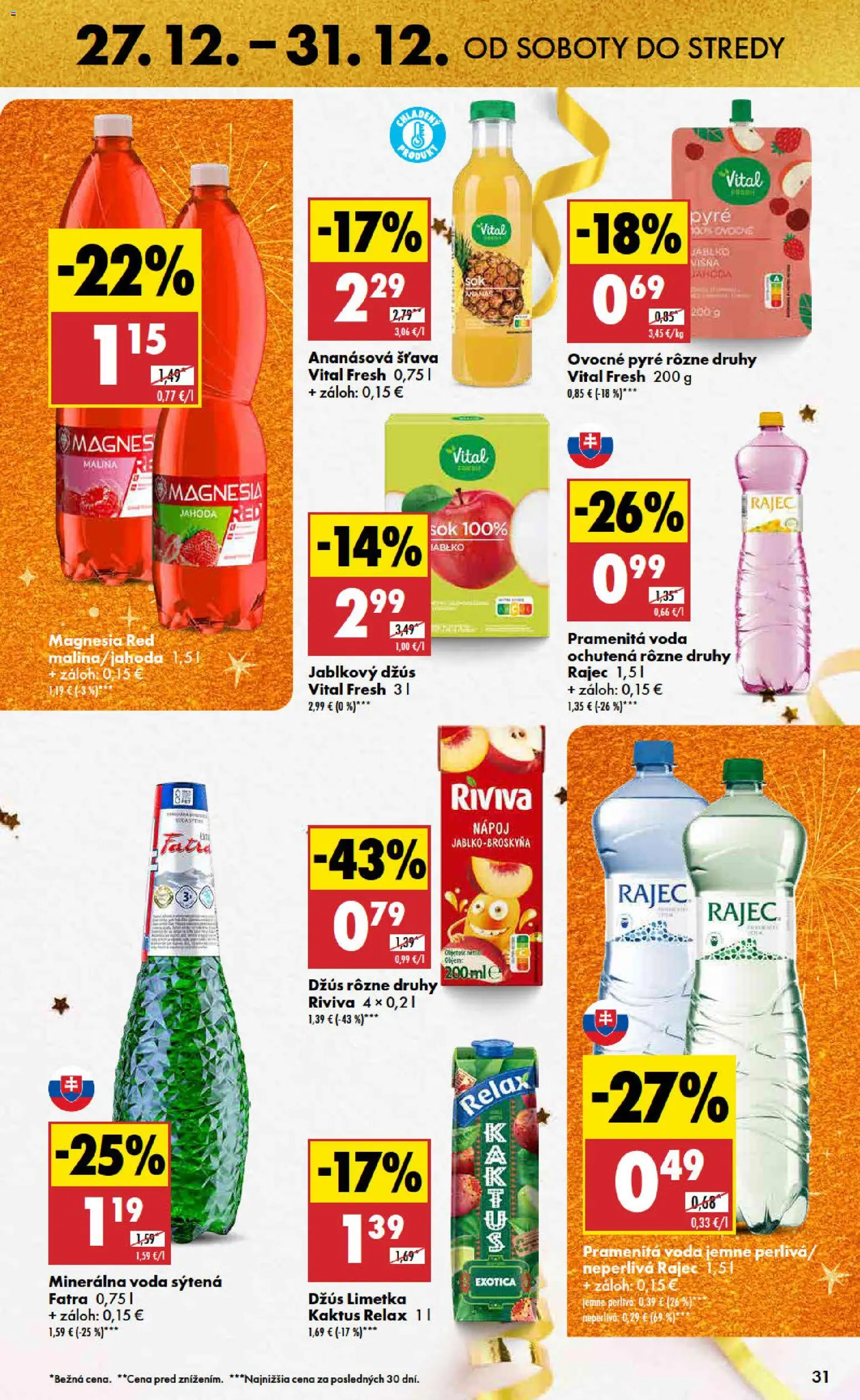 Nové Biedronka akcie – leták je platný od 27.12.2025 | Strana: 31 | Produkty: Limetka, Džús, Rajec, Minerálna voda