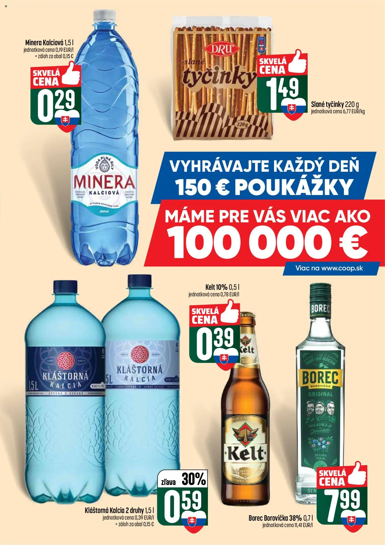 Nové COOP Jednota akcie – leták je platný od 09.04.2026 | Strana: 9 | Produkty: Borovička, Kelt