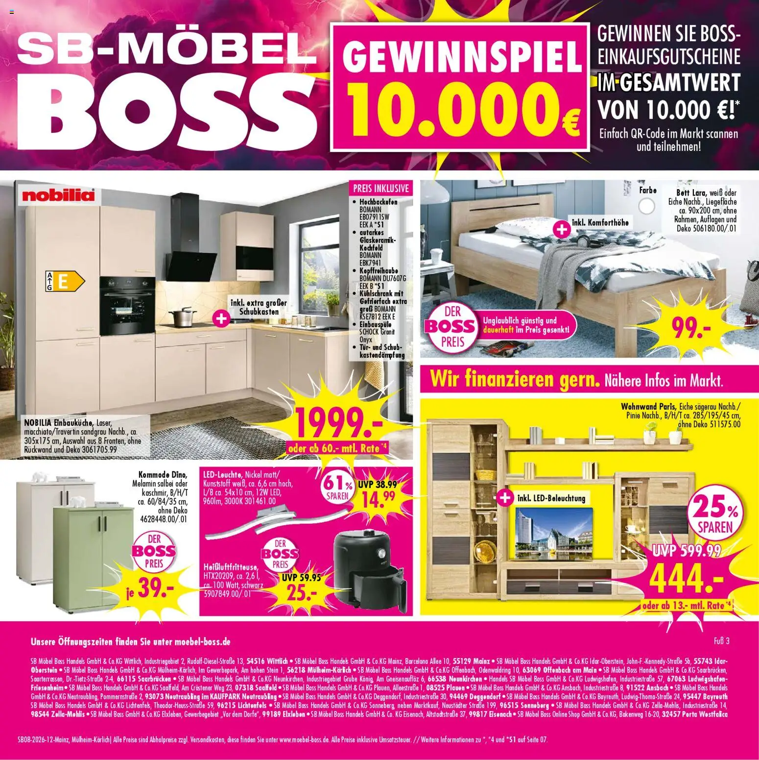 SB Möbel Boss Prospekt Mainz 	  – gültig ab 14.02.2026 | Seite: 12 | Produkte: Bett, Kommode, Tür, Kochfeld