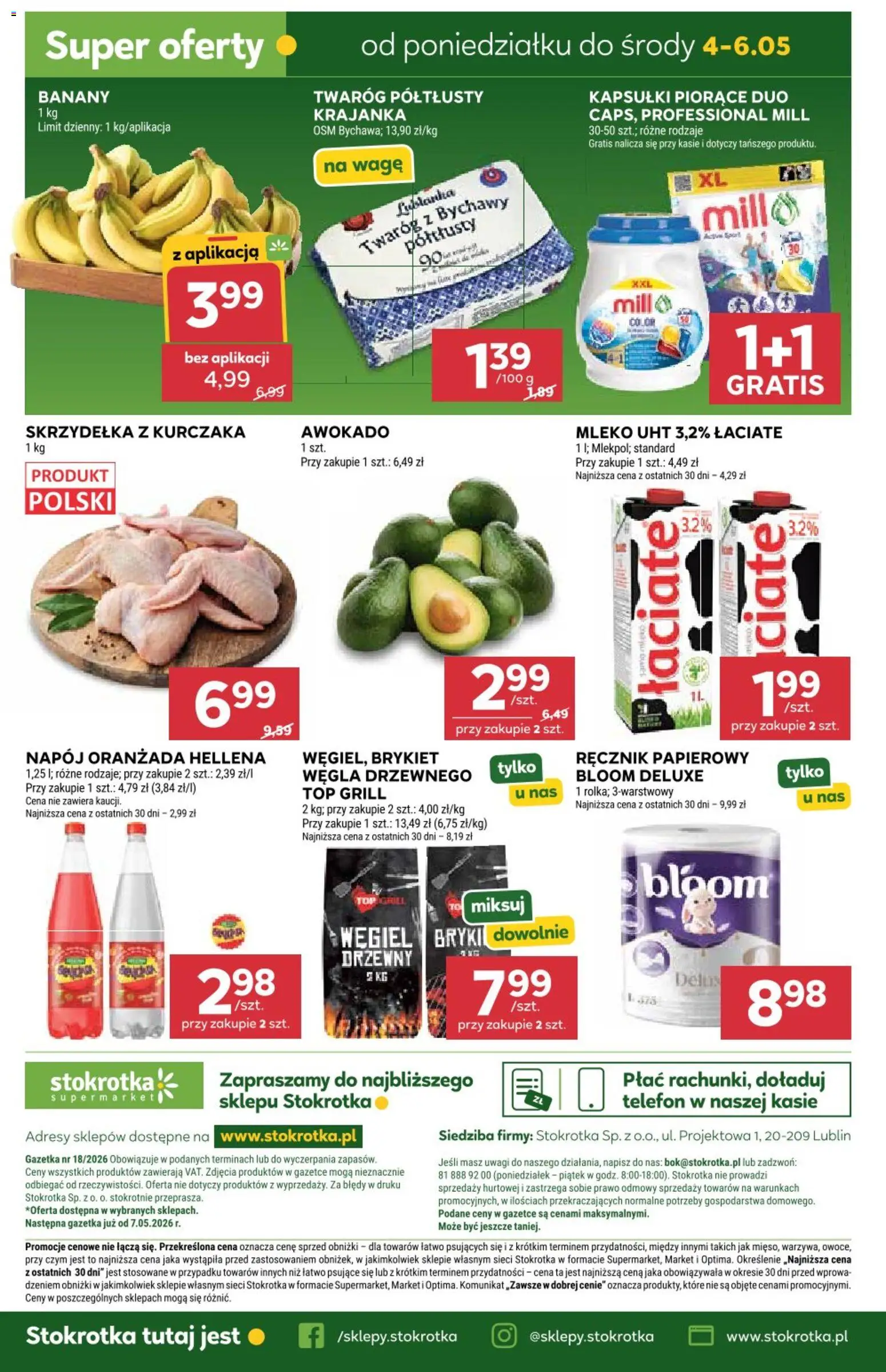 Stokrotka gazetka od 29.04.2026 | Strona: 36 | Produkty: Skrzydełka z kurczaka, Telefon, Mleko, Ręcznik papierowy