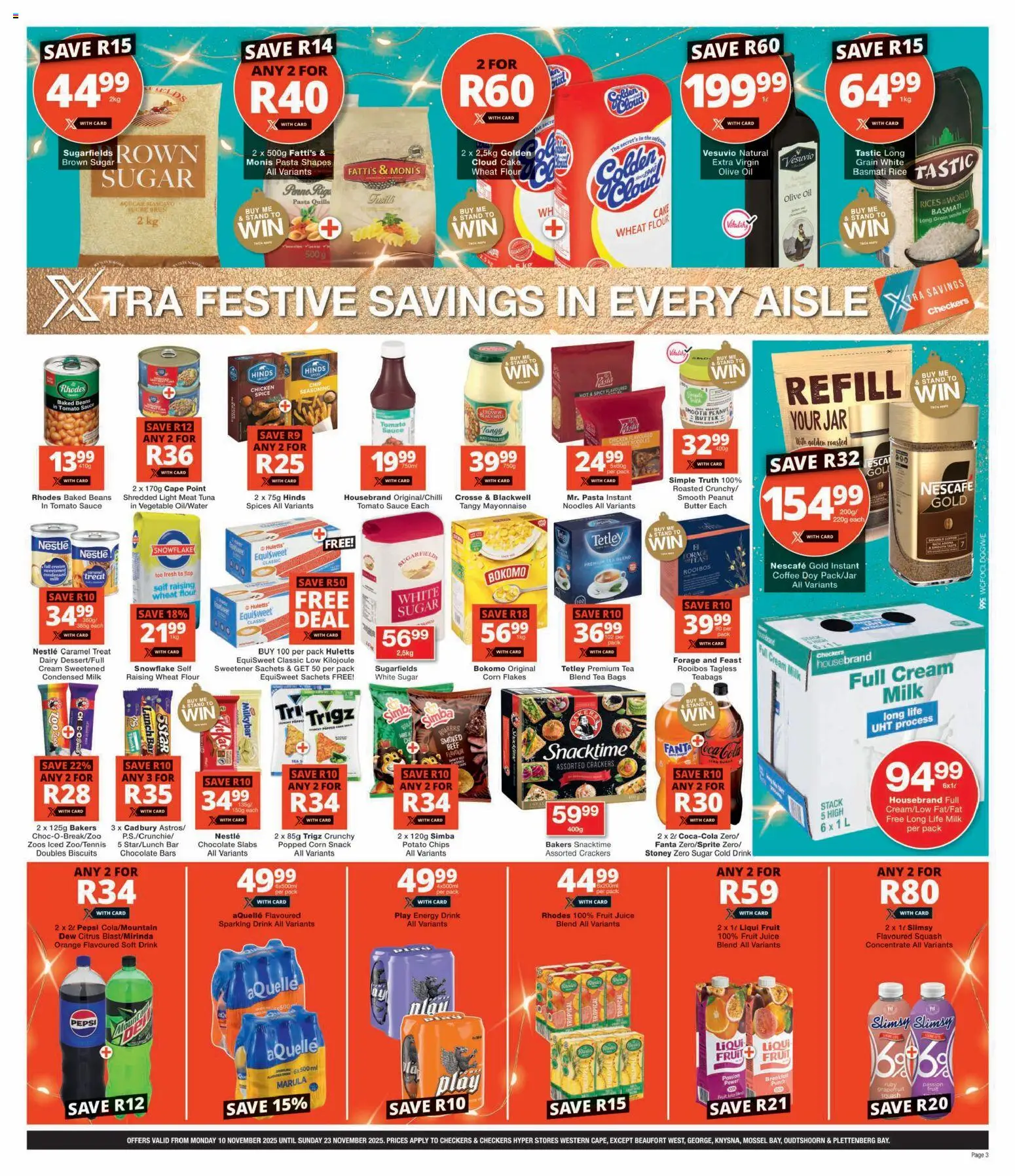 New Checkers catalogue – valid from 10.11.2025 | Page: 3 | Products: Cake, Sweetener, Stoney, Mayonnaise