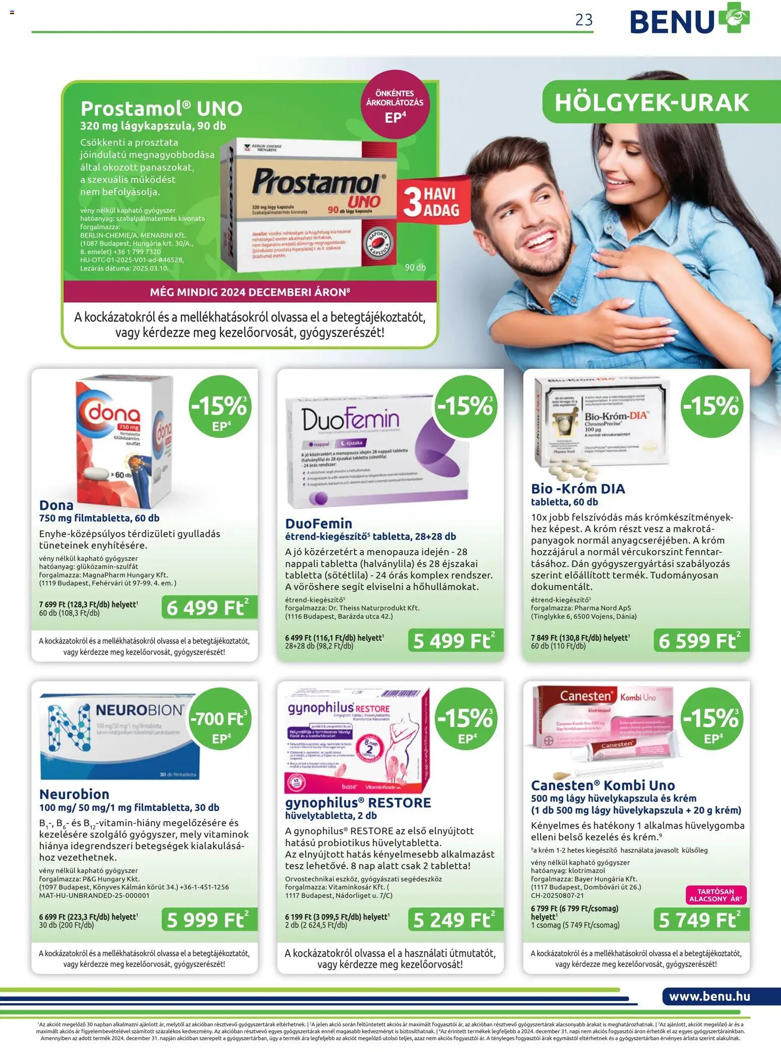 BENU Gyógyszertárak akciós ujság - amely érvényes a következő dátumtól: 01.03.2026 | Oldal: 23