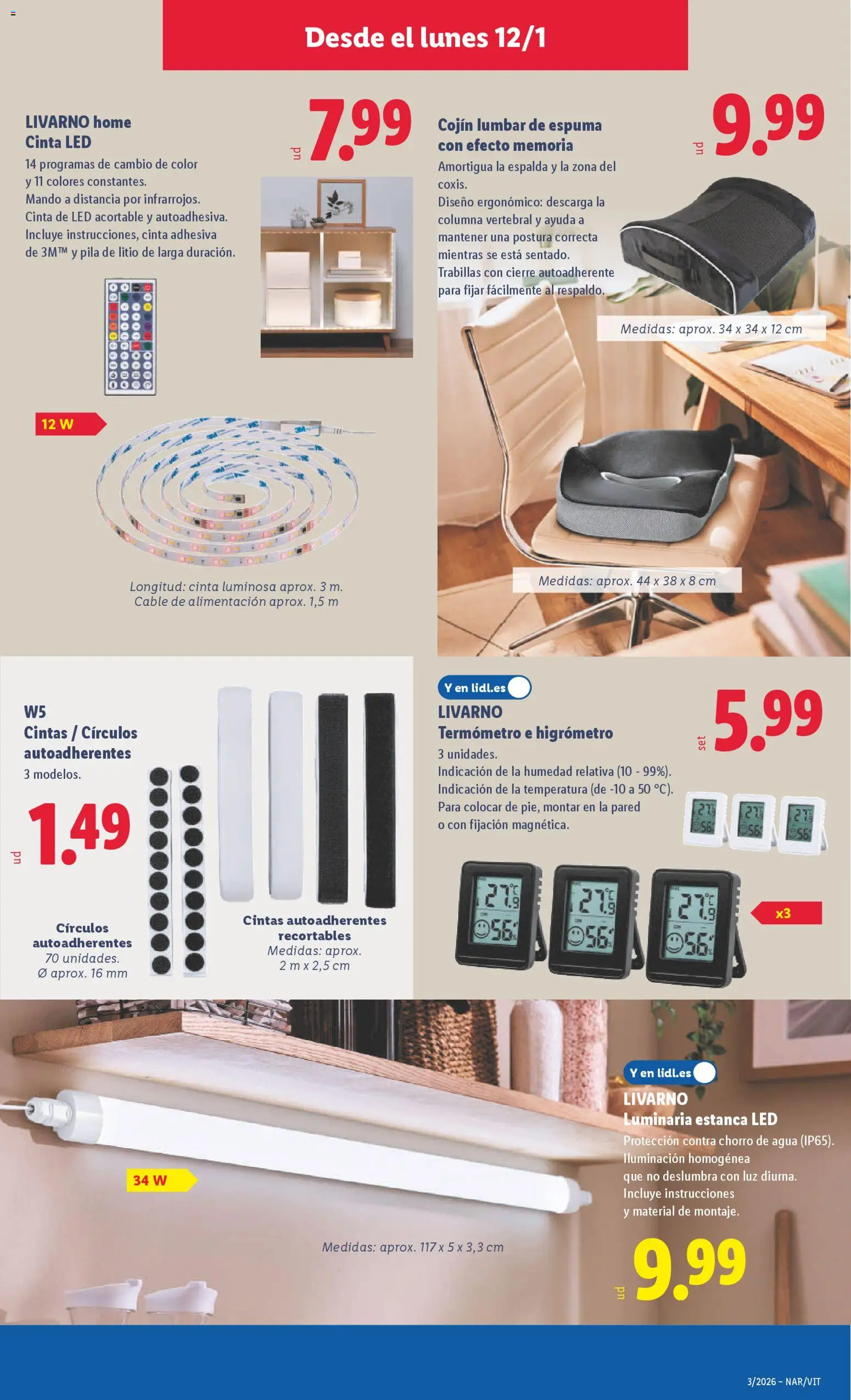Lidl folleto de bazar │ válido desde el 12.01.2026 | Página: 11 | Productos: Cable, Termómetro, Galette de chaise, Cojín