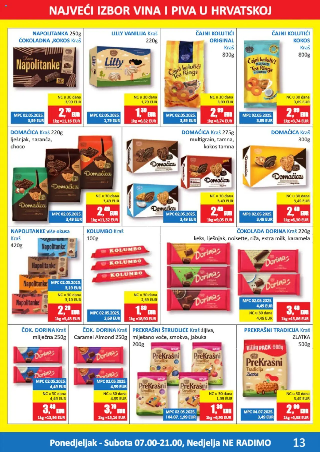 Vrutak katalog | vrijedi od 11.08.2025 | Stranica: 13 | Proizvodi: Dorina, Čokolada, Napolitanke, Jabuka