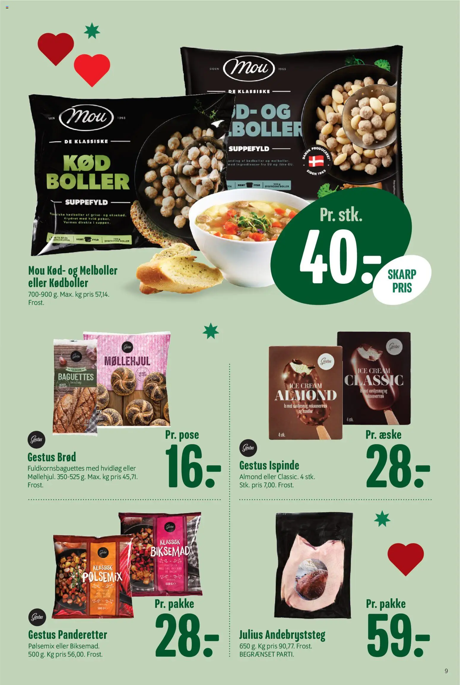 Min Købmand tilbudsavis – gyldig fra 07.11.2025 | Side: 9 | Produkter: Brød, Hvidløg, Is, Bacon