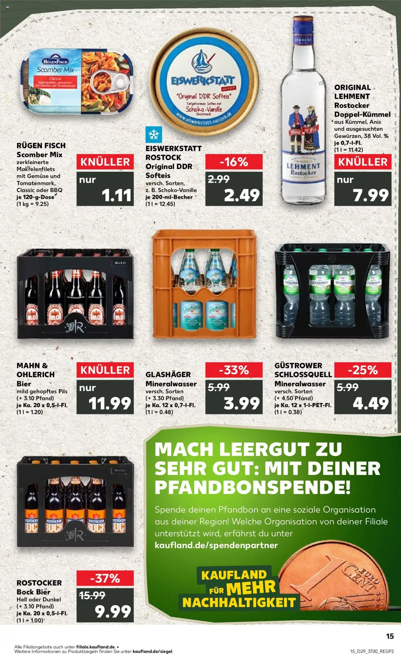 Kaufland prospekt Rostock	 - gültig ab dem 17.07.2025 | Seite: 15 | Produkte: Pils, Mineralwasser, Fisch, Gemüse